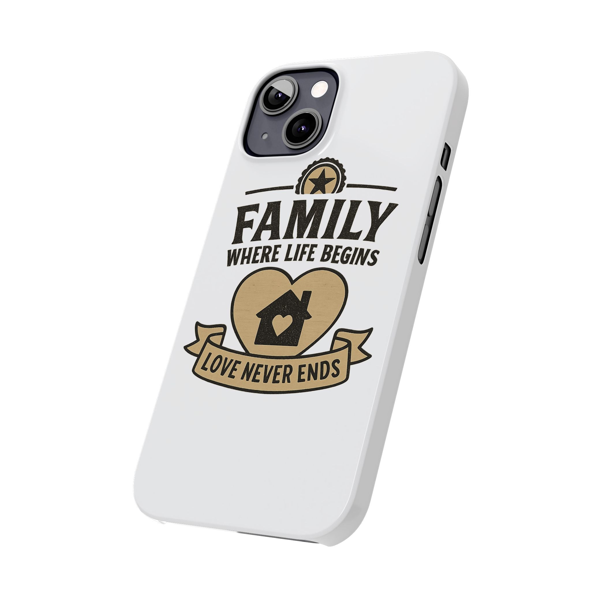 Family Where Life Begins Love Never Ends Phone Case, Rustic Farmhouse Gift for Mom Grandma, Mother's Day Gift, Heart Home Decor