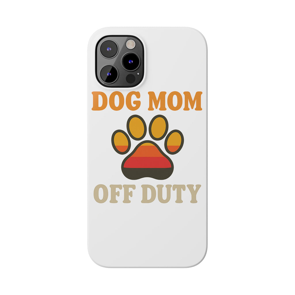 Dog Mom Off Duty Phone Case Retro 70s Vintage Dog Lover Gift Paw Print iPhone Samsung Galaxy Case Funny Pet Owner Gift
