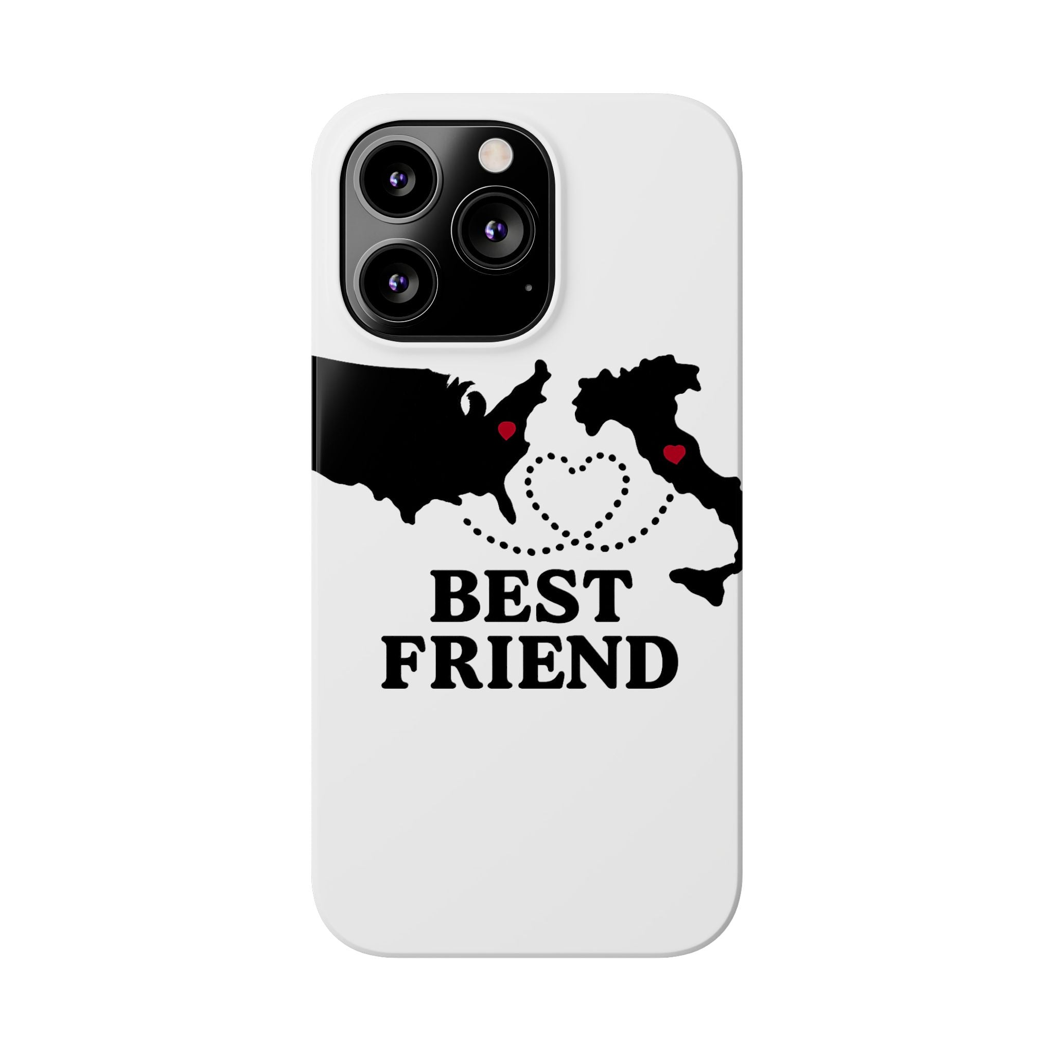 Long Distance Friendship Phone Case Personalized Coordinates Gift Best Friend Custom Location Map Heart Connection BFF