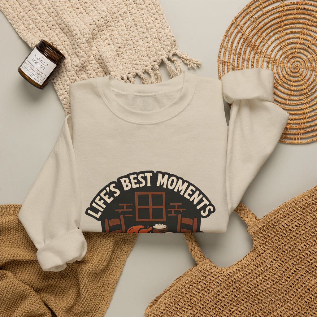 Life's Best Moments At The Table Sweatshirt, Family Dinner Crewneck, Cozy Kitchen Gift for Mom, Farmhouse Comfort Food Lover