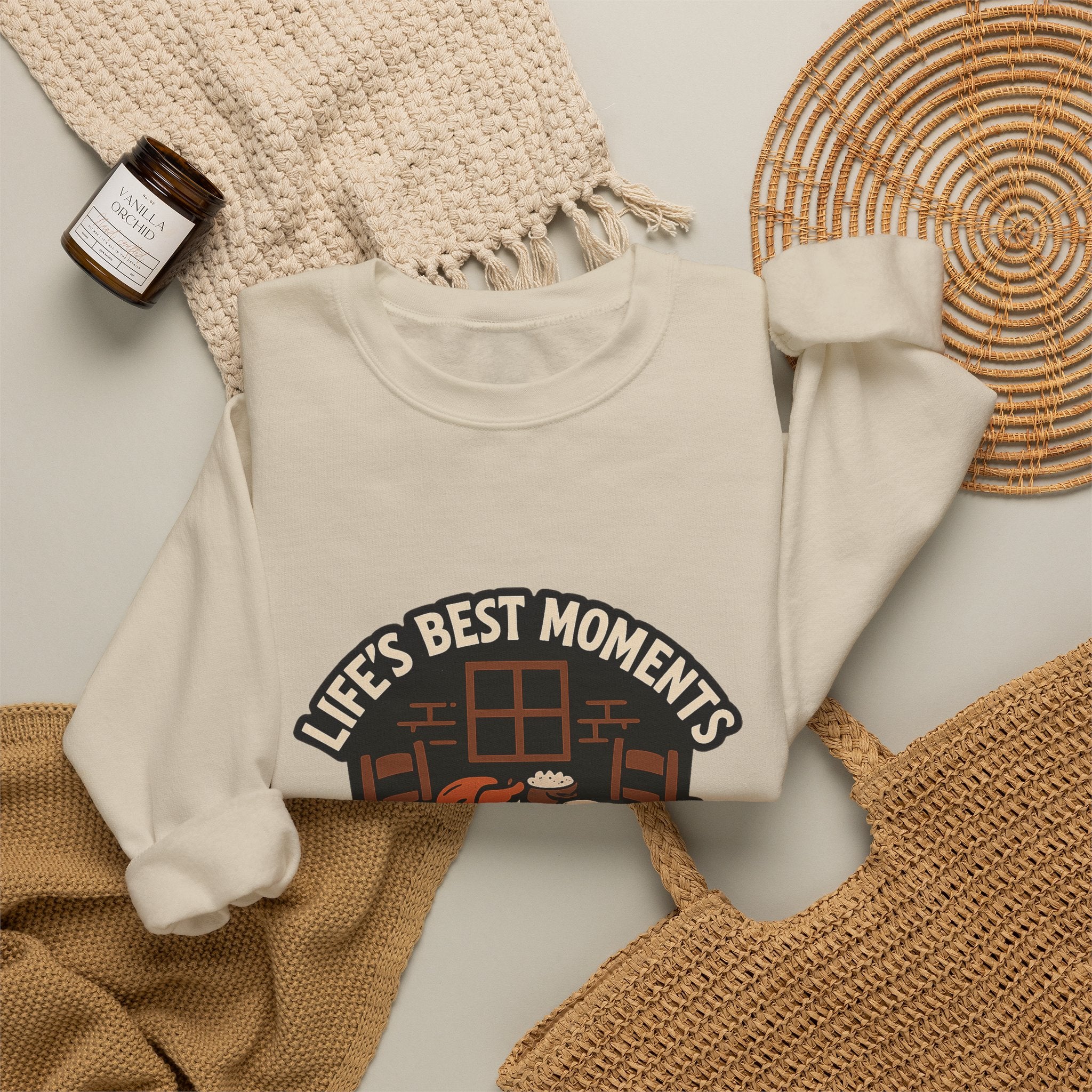 Life's Best Moments At The Table Sweatshirt, Family Dinner Crewneck, Cozy Kitchen Gift for Mom, Farmhouse Comfort Food Lover