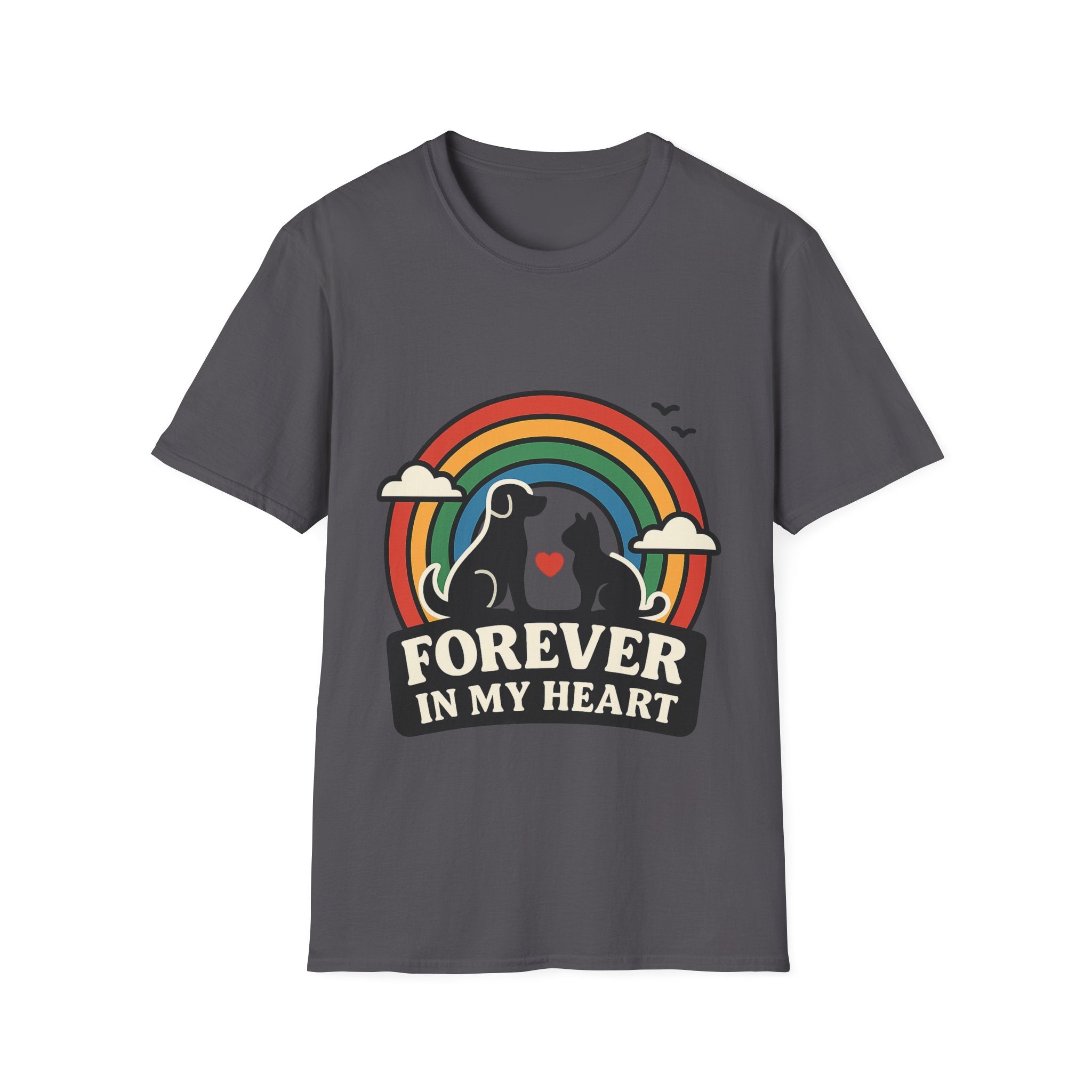 Rainbow Bridge Pet Memorial Shirt, Dog Cat Loss Gift, Forever in My Heart, Pet Remembrance Tee, Sympathy Gift for Pet Owner