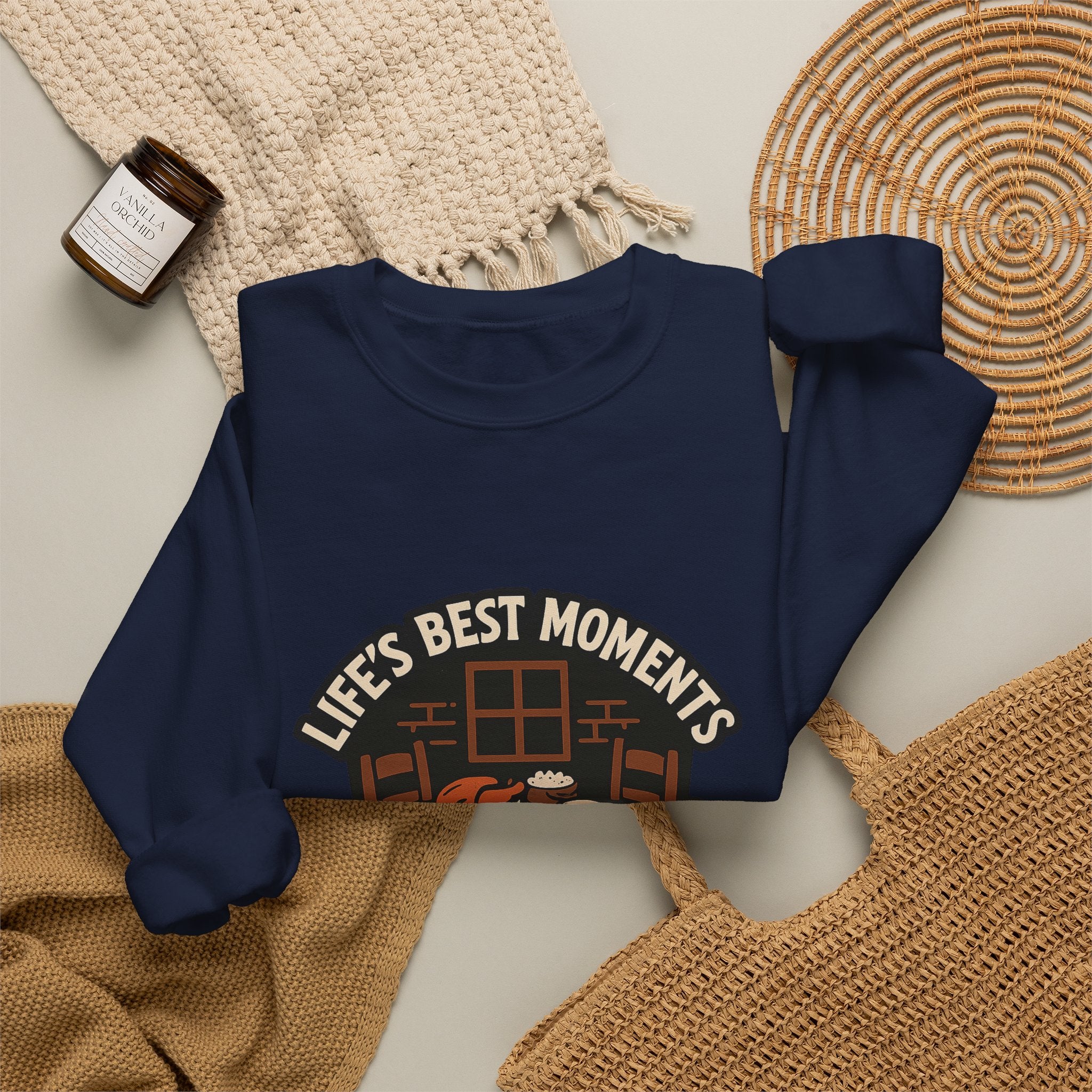 Life's Best Moments At The Table Sweatshirt, Family Dinner Crewneck, Cozy Kitchen Gift for Mom, Farmhouse Comfort Food Lover