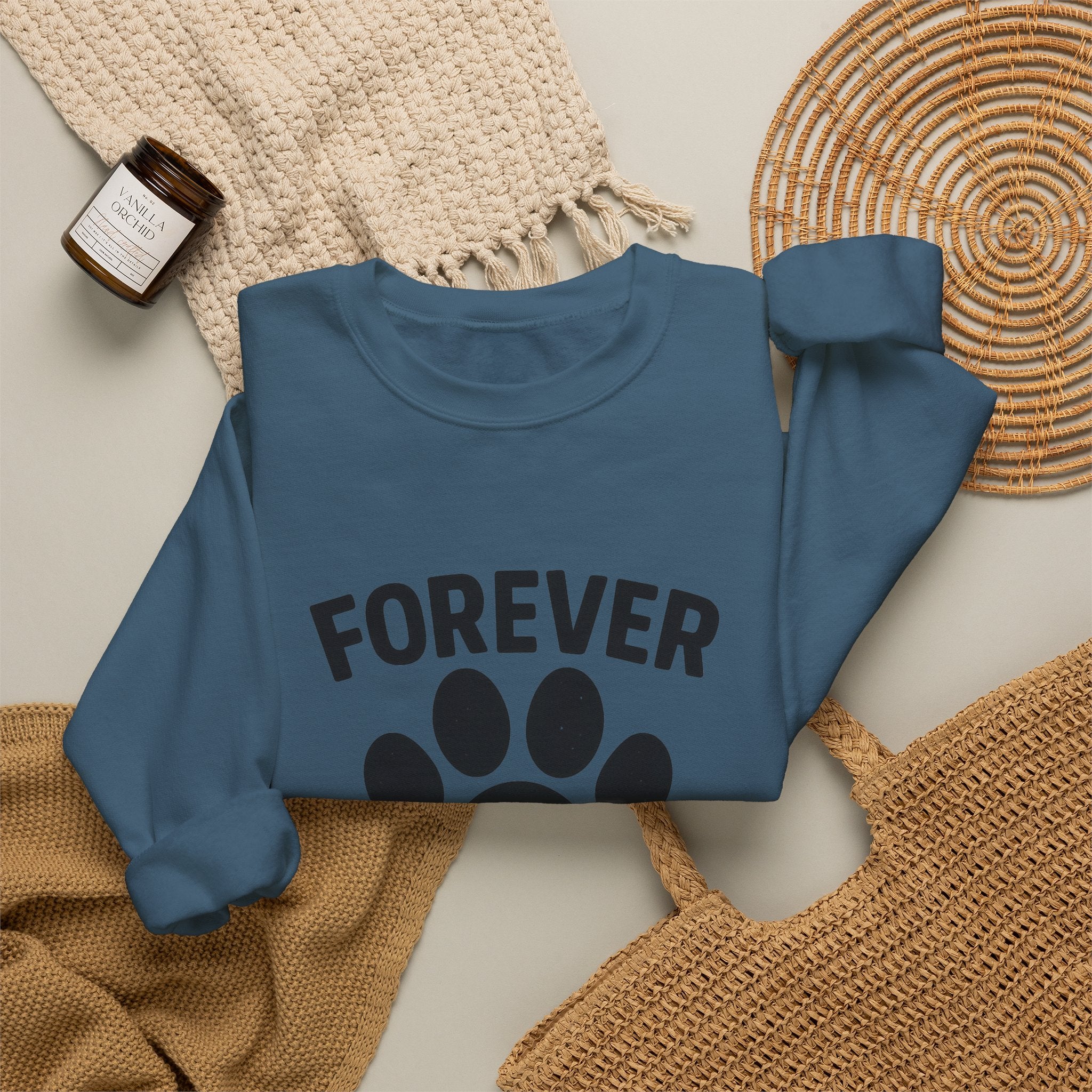 Pet Memorial Sweatshirt Forever in My Heart Paw Print Dog Cat Loss Remembrance Gift Sympathy Comfort Shirt Pet Loss Gift