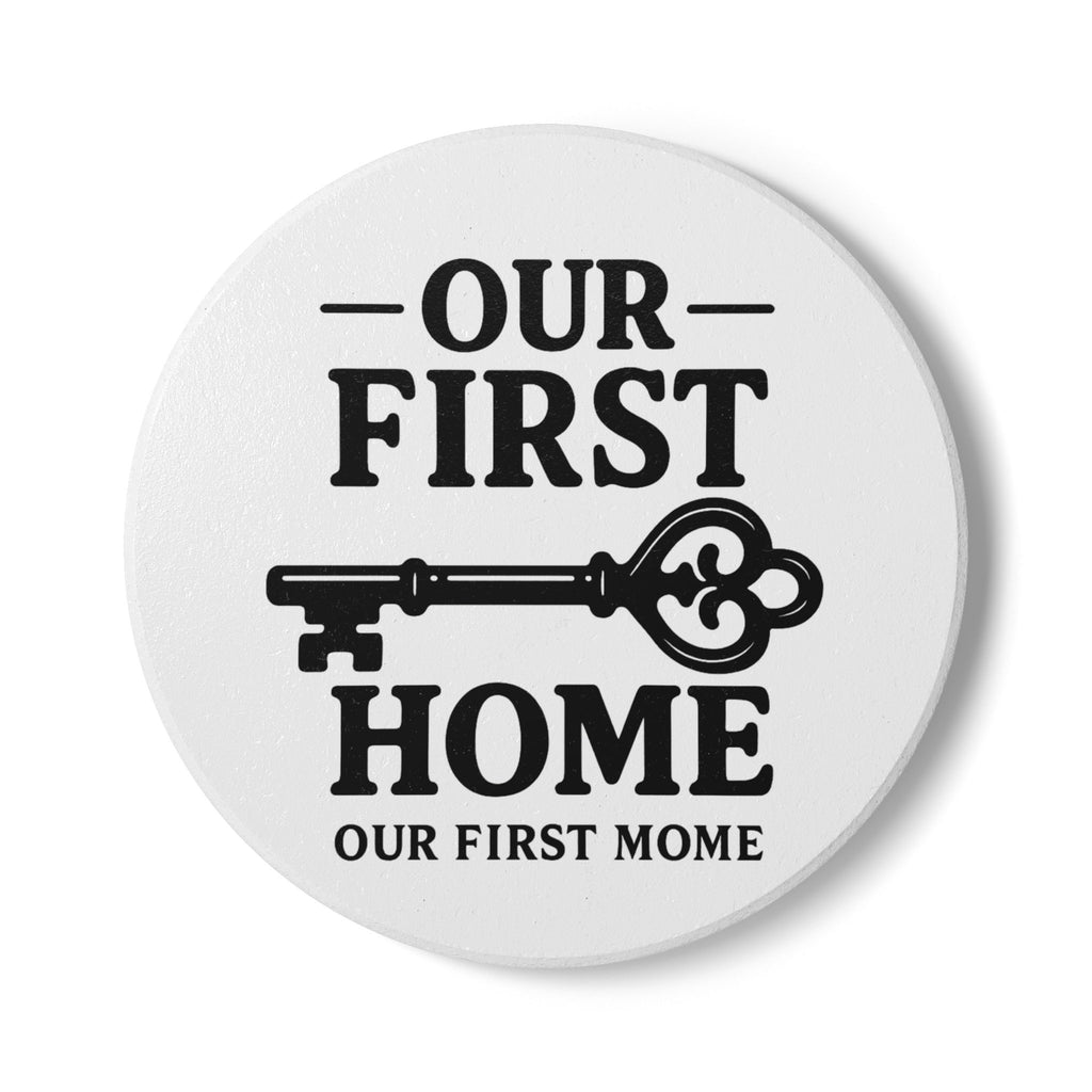 First Home Coaster Set, Our First Home Gift, Housewarming Gift New Homeowner, Vintage Key Illustration, Realtor Closing Gift