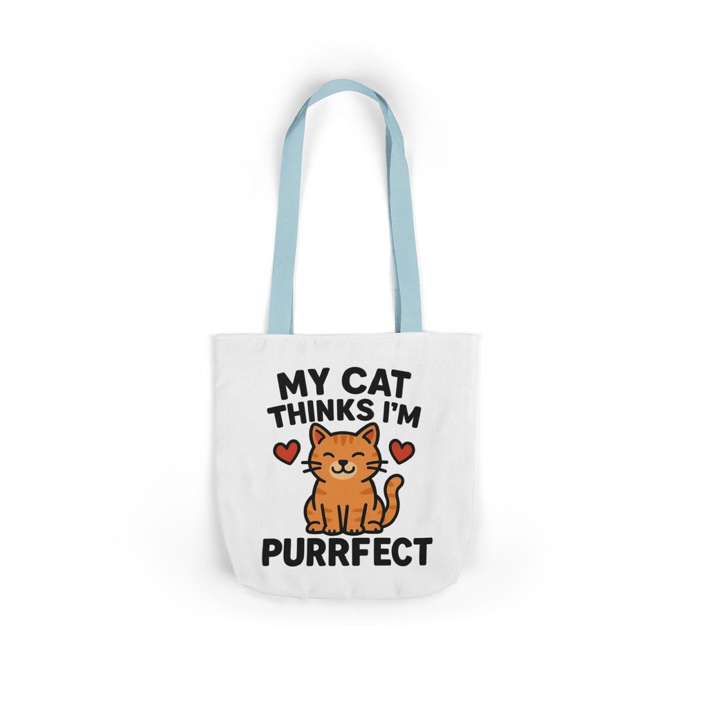 Cat Lover Tote Bag Gift, My Cat Thinks I'm Purrfect Funny Cat Mom Bag, Cat Owner Birthday Gift for Her, Cat Lady Canvas Tote