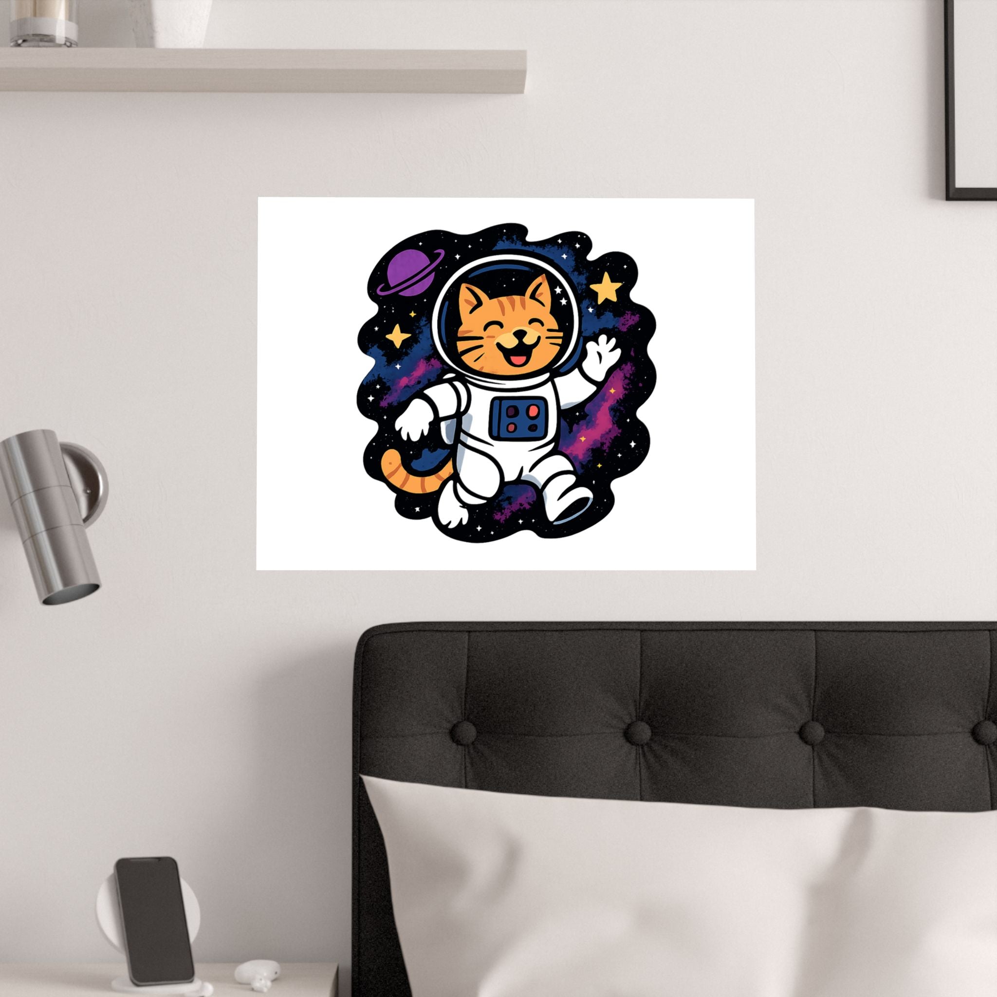 Cat Astronaut Galaxy Poster, Space Cat Wall Art, Funny Cat Lover Gift, Nebula Cat Print, Whimsical Space Room Decor, Quirky Wall Art