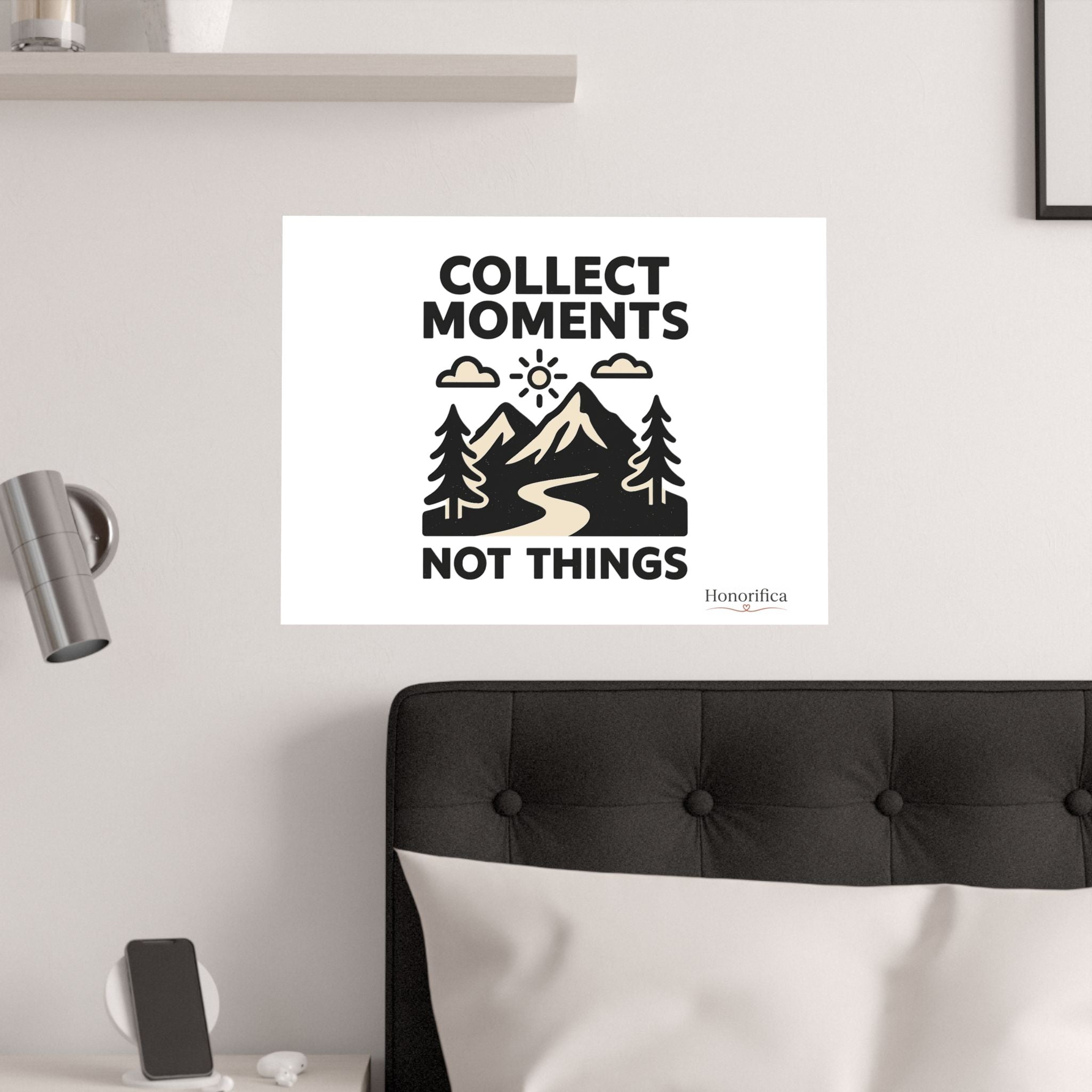 Collect Moments Not Things Mountain Poster, Travel Quote Wall Art, Adventure Gift, Minimalist Nature Print, Wanderlust Home Decor