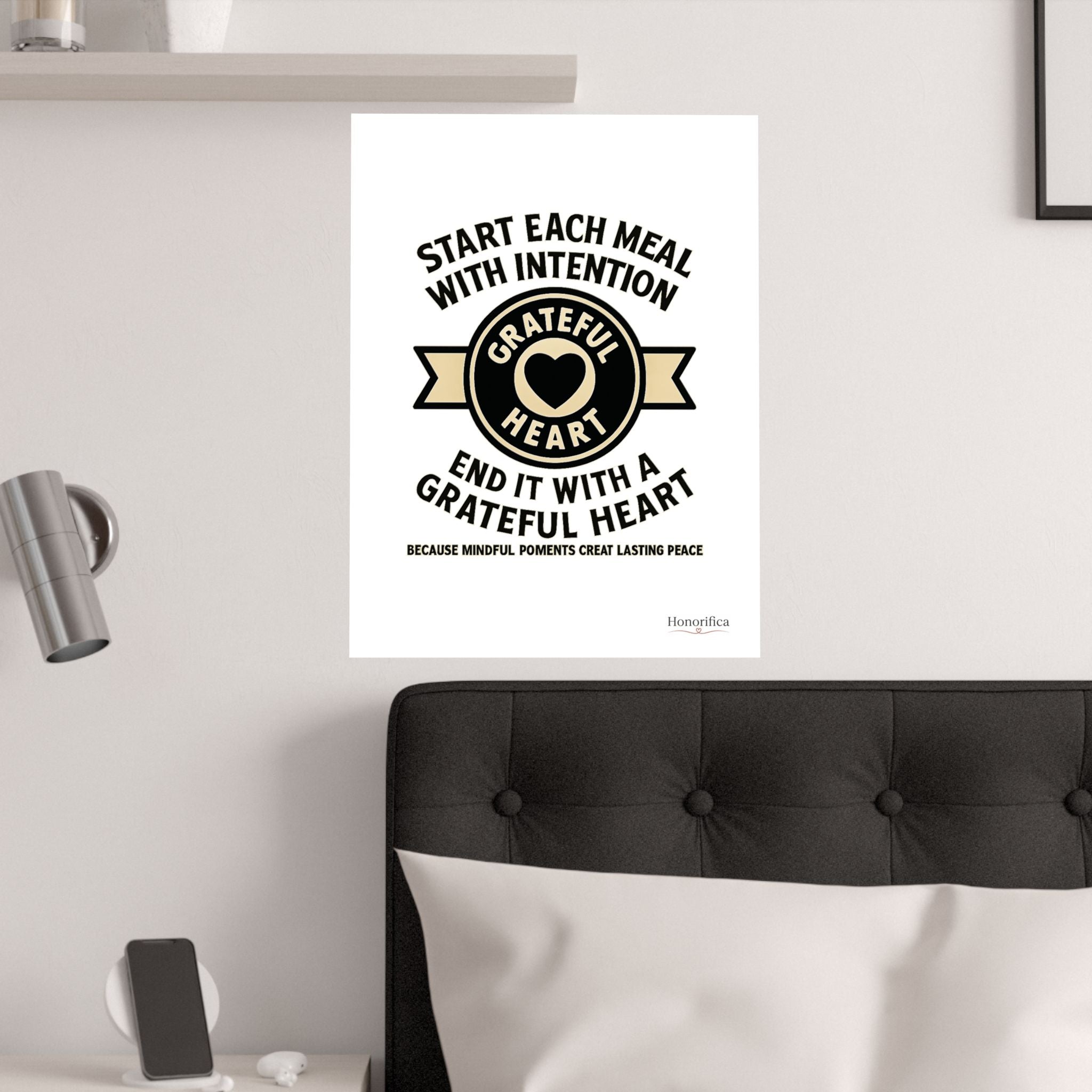 Grateful Heart Daily Affirmations Placemat Poster, Gratitude Prompts Mindful Eating, Thanksgiving Table Decor, Wellness Gift