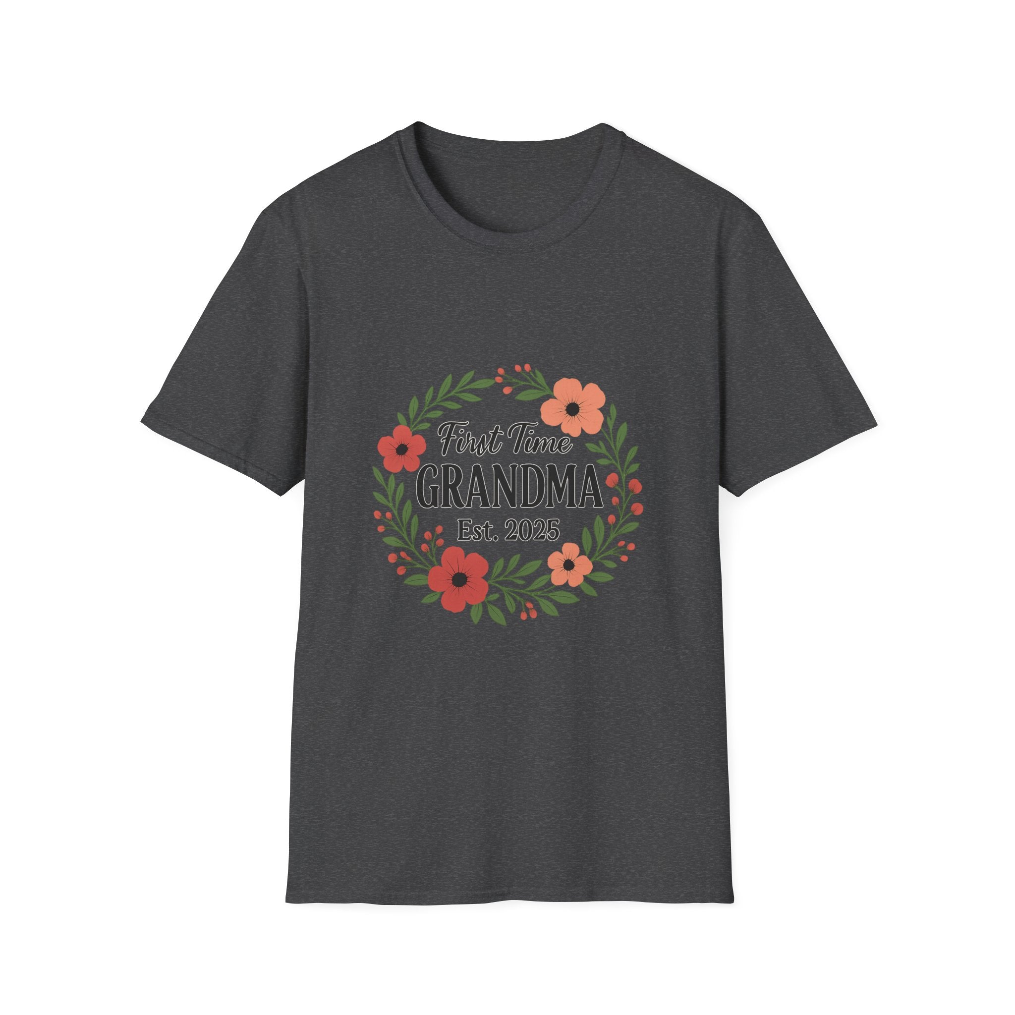 First Time Grandma Est 2025 Shirt New Grandmother Announcement Pregnancy Reveal Gift Floral Wreath Tshirt Mothers Day Gift