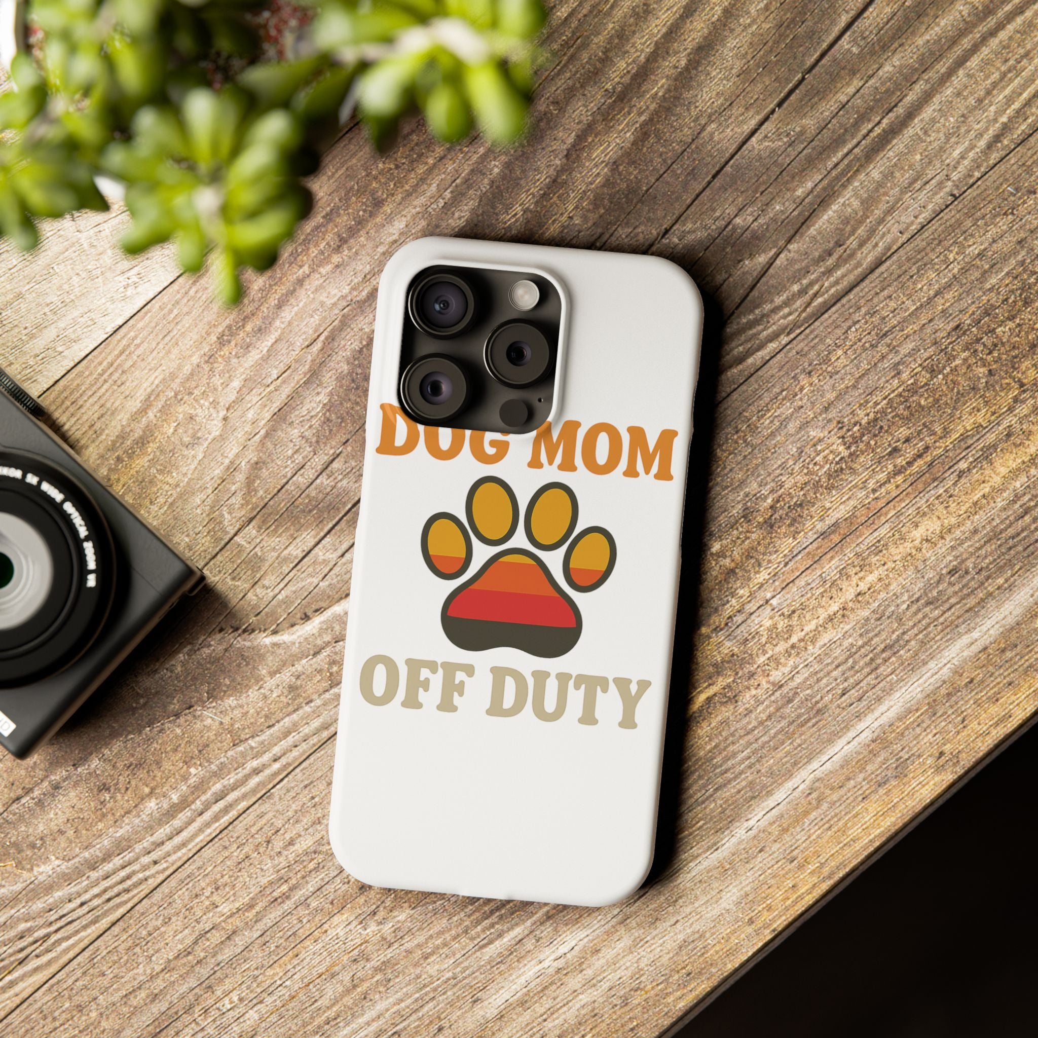 Dog Mom Off Duty Phone Case Retro 70s Vintage Dog Lover Gift Paw Print iPhone Samsung Galaxy Case Funny Pet Owner Gift