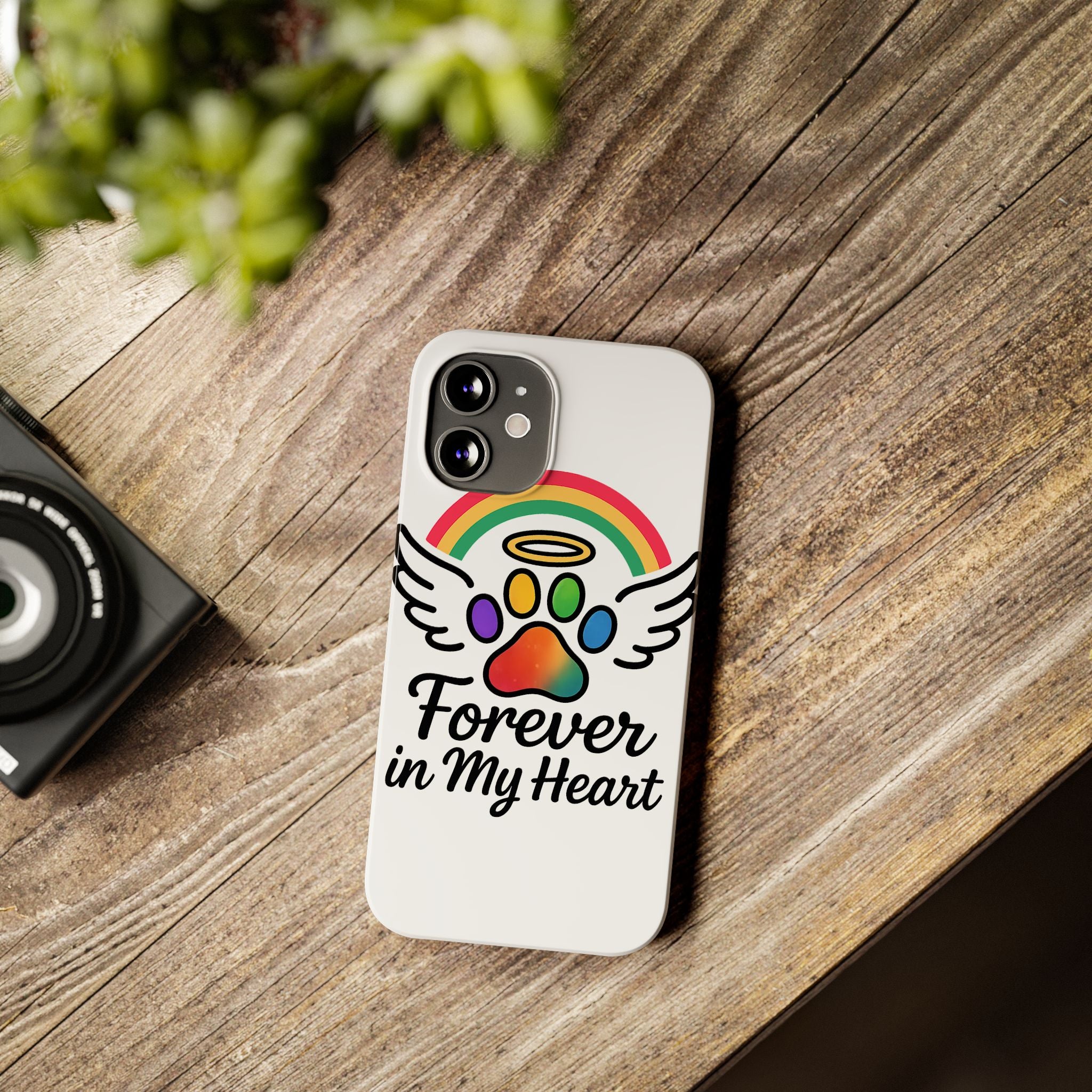 Rainbow Bridge Pet Memorial Phone Case Forever in My Heart Dog Cat Loss Sympathy Gift Remembrance Watercolor Paw Print Angel Pet