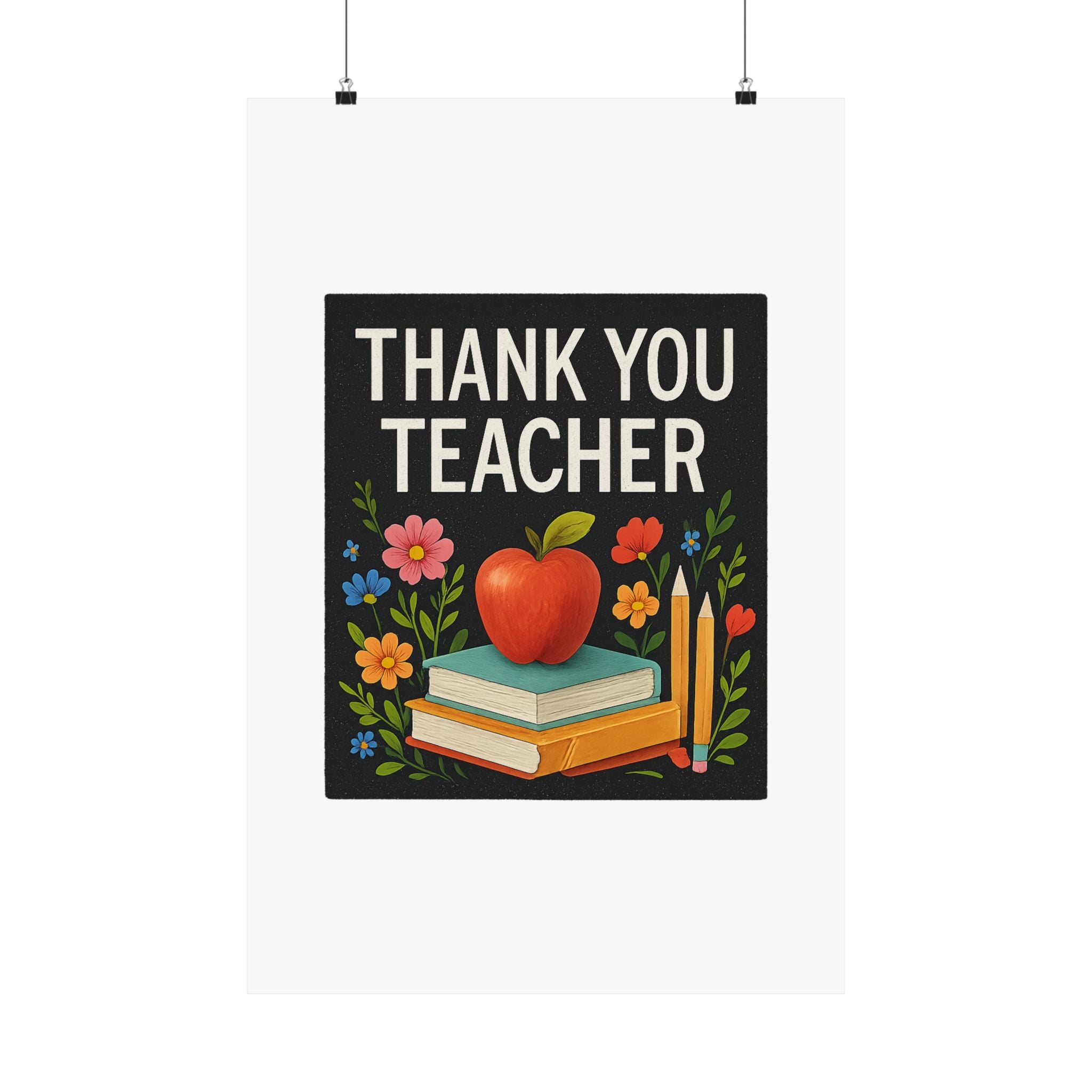 Thank You Teacher Gift Poster, Wildflower Watercolor Classroom Decor, Teacher Appreciation Wall Art, End of Year Gift