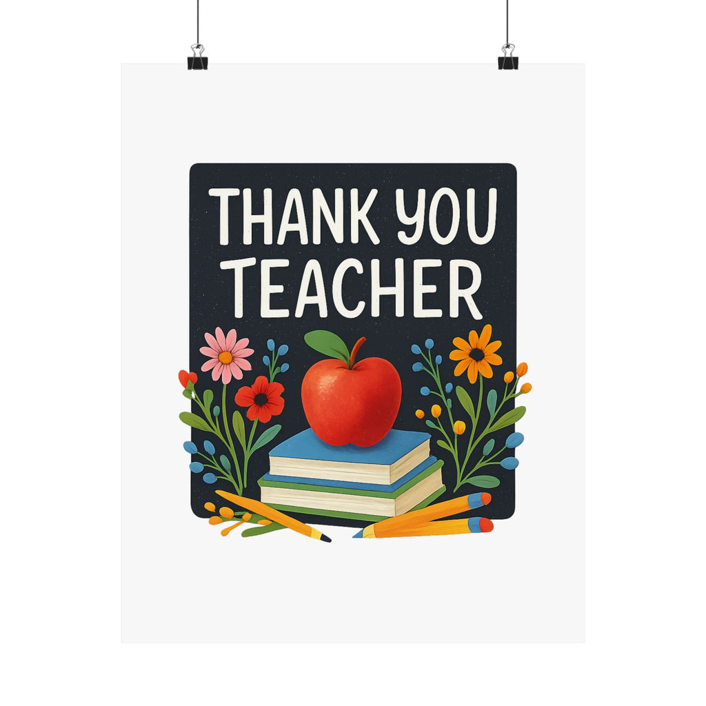 Thank You Teacher Gift Watercolor Wildflower Poster, Classroom Decor, End of School Year Gift, Teacher Appreciation Print