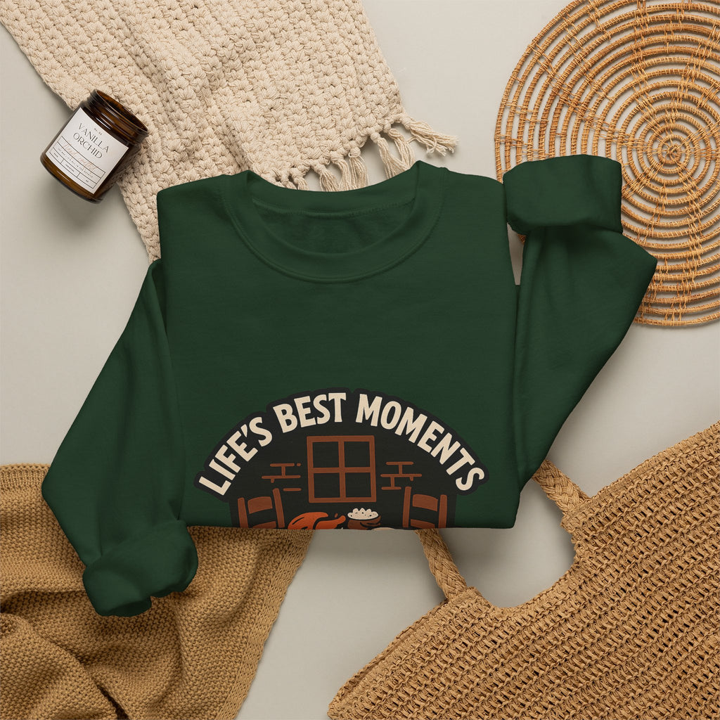 Life's Best Moments At The Table Sweatshirt, Family Dinner Crewneck, Cozy Kitchen Gift for Mom, Farmhouse Comfort Food Lover