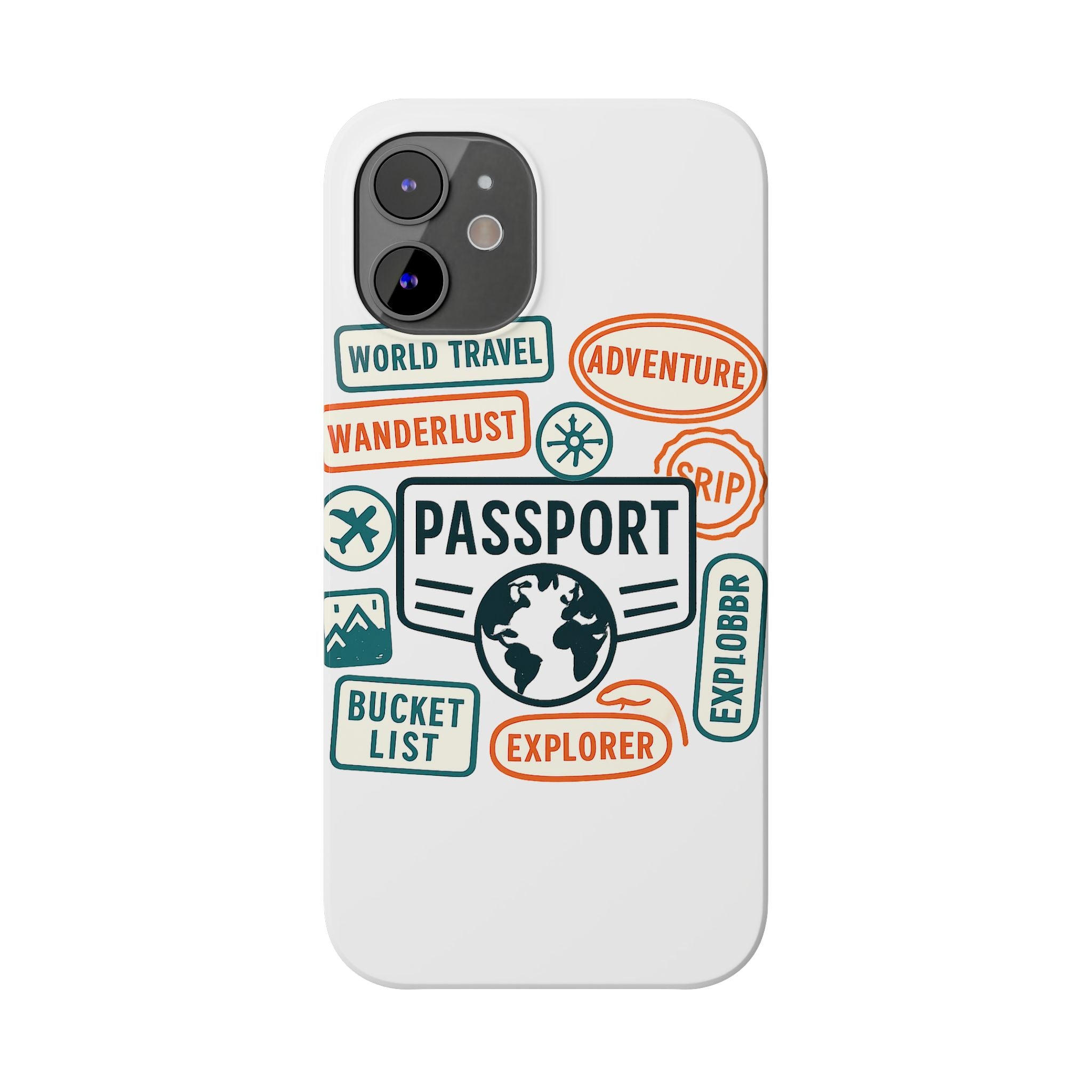 Passport Stamp Phone Case World Travel Gift Wanderlust Adventure Traveler Bucket List Globetrotter Trip Souvenir Explorer Map