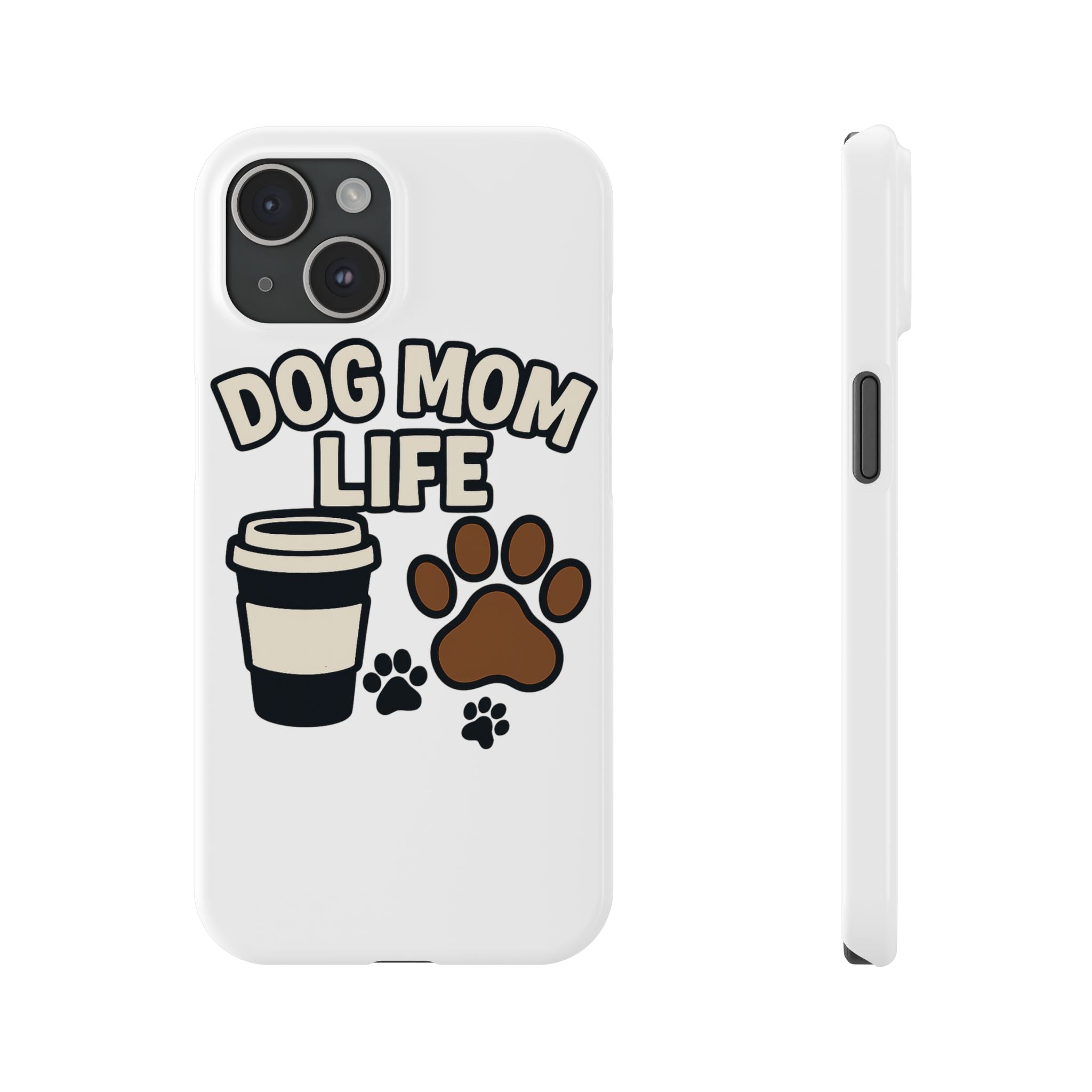 Dog Mom Life Phone Case, Coffee & Paws Illustrated Design, Gift for Dog Lover, Pet Parent Phone Case, Dog Owner Gift