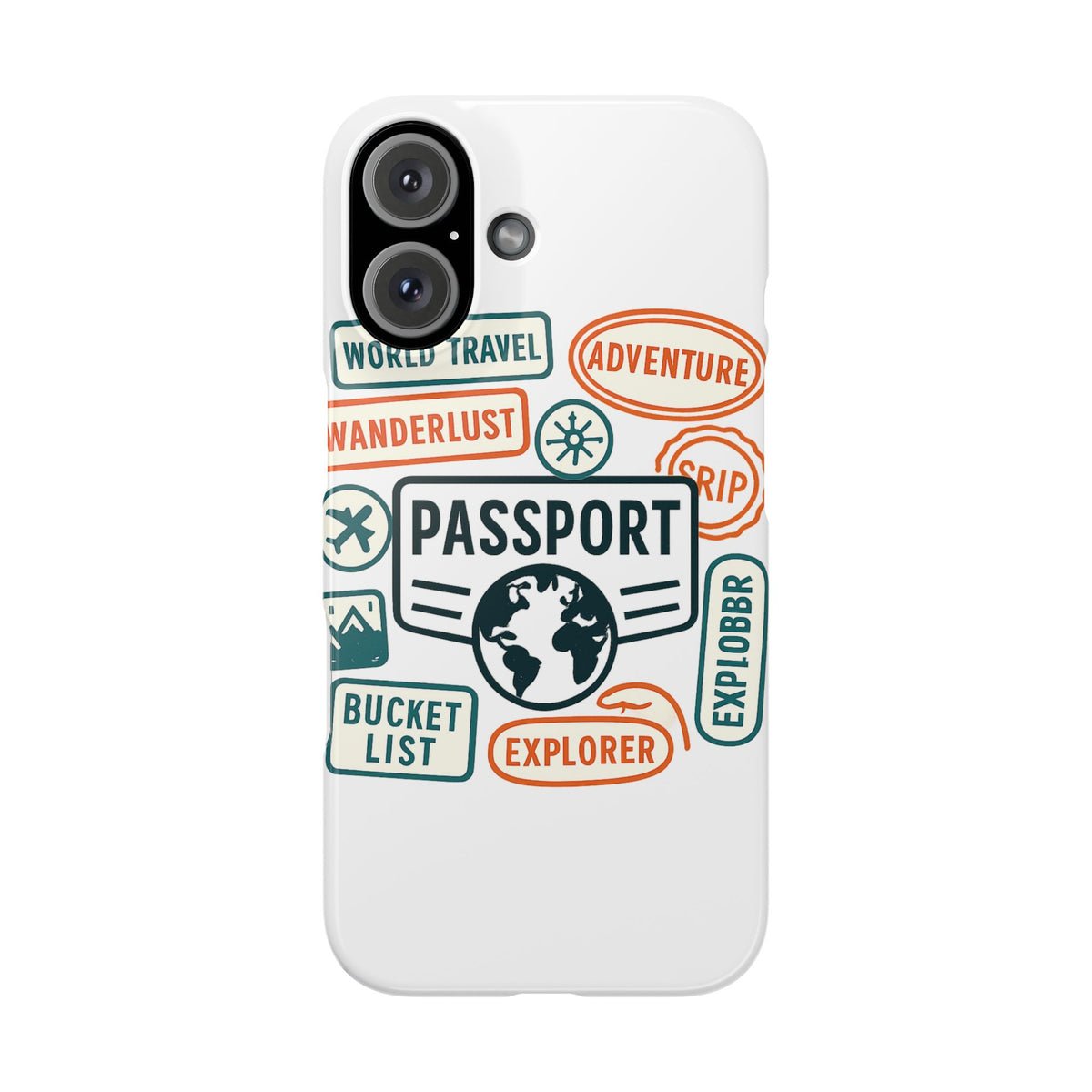 Passport Stamp Phone Case World Travel Gift Wanderlust Adventure Traveler Bucket List Globetrotter Trip Souvenir Explorer Map