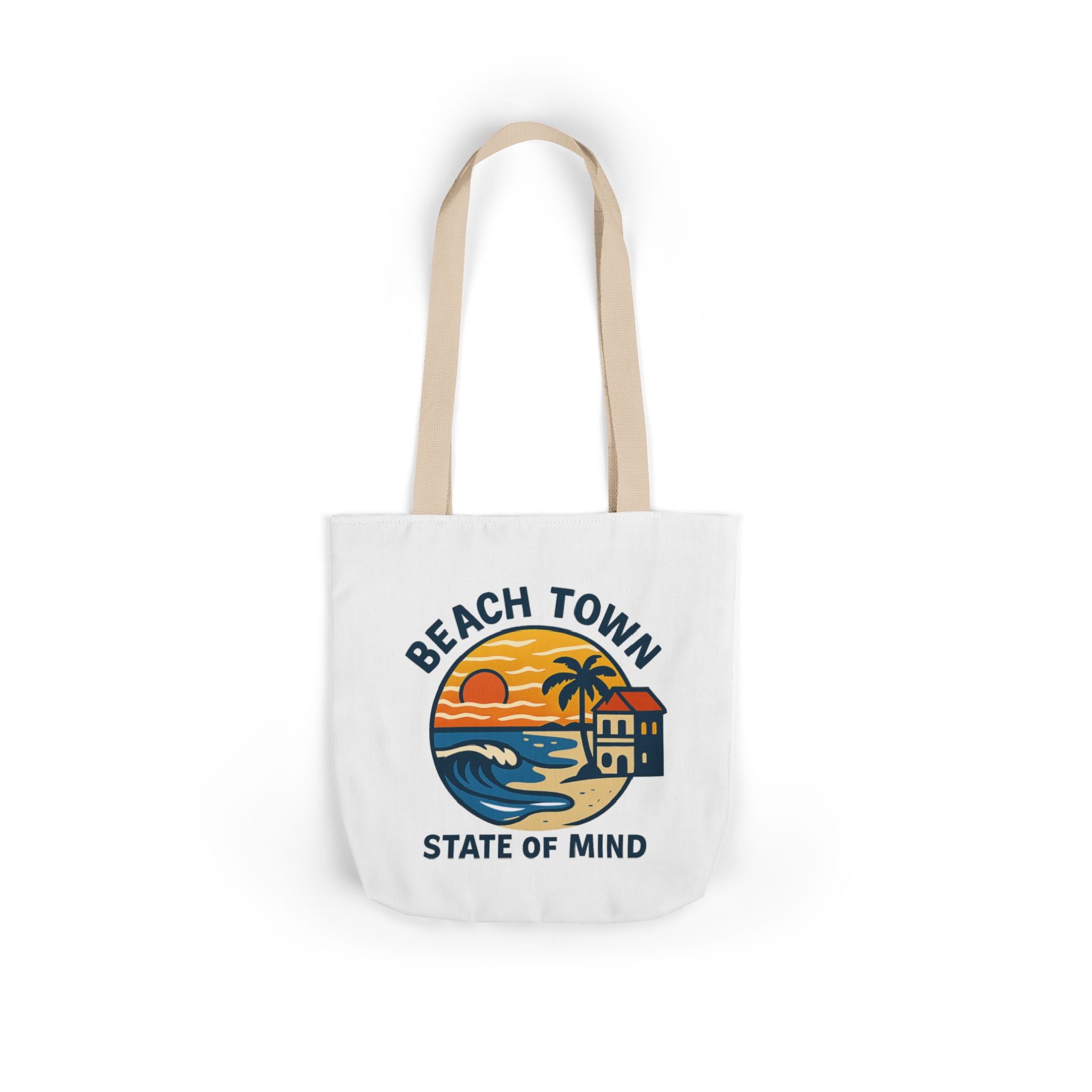 Beach Town State of Mind Tote Bag | Coastal Lifestyle Gift | Ocean Lover Canvas Bag | Beach Vibes Nautical Tote | Summer Beach Bag