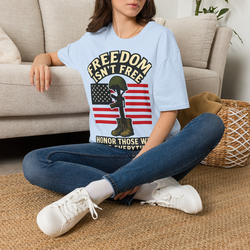 Freedom Isn't Free Shirt Veterans Day Memorial Tribute Tshirt Military Sacrifice Patriotic Remembrance Gift Battlefield Cross Tee