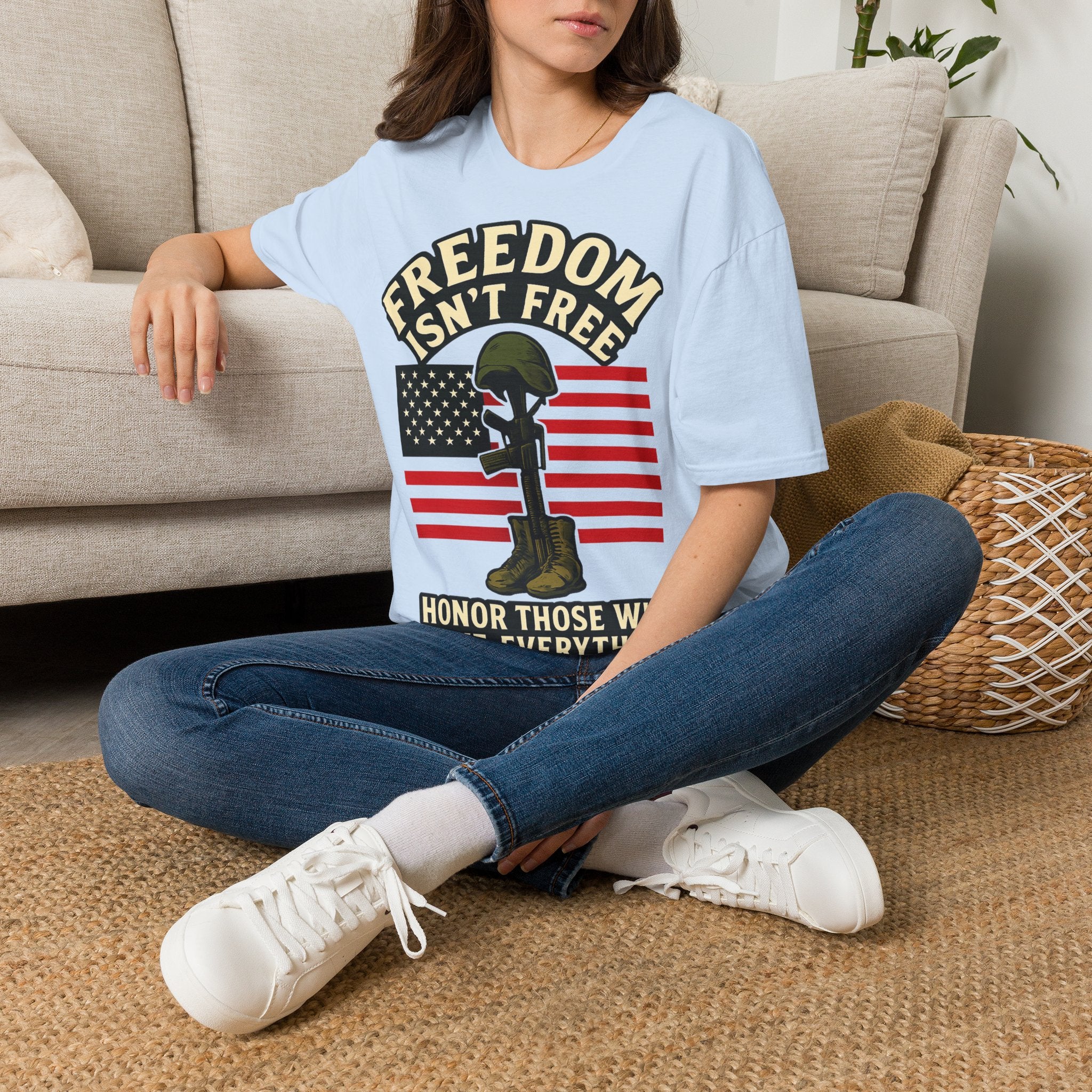 Freedom Isn't Free Shirt Veterans Day Memorial Tribute Tshirt Military Sacrifice Patriotic Remembrance Gift Battlefield Cross Tee