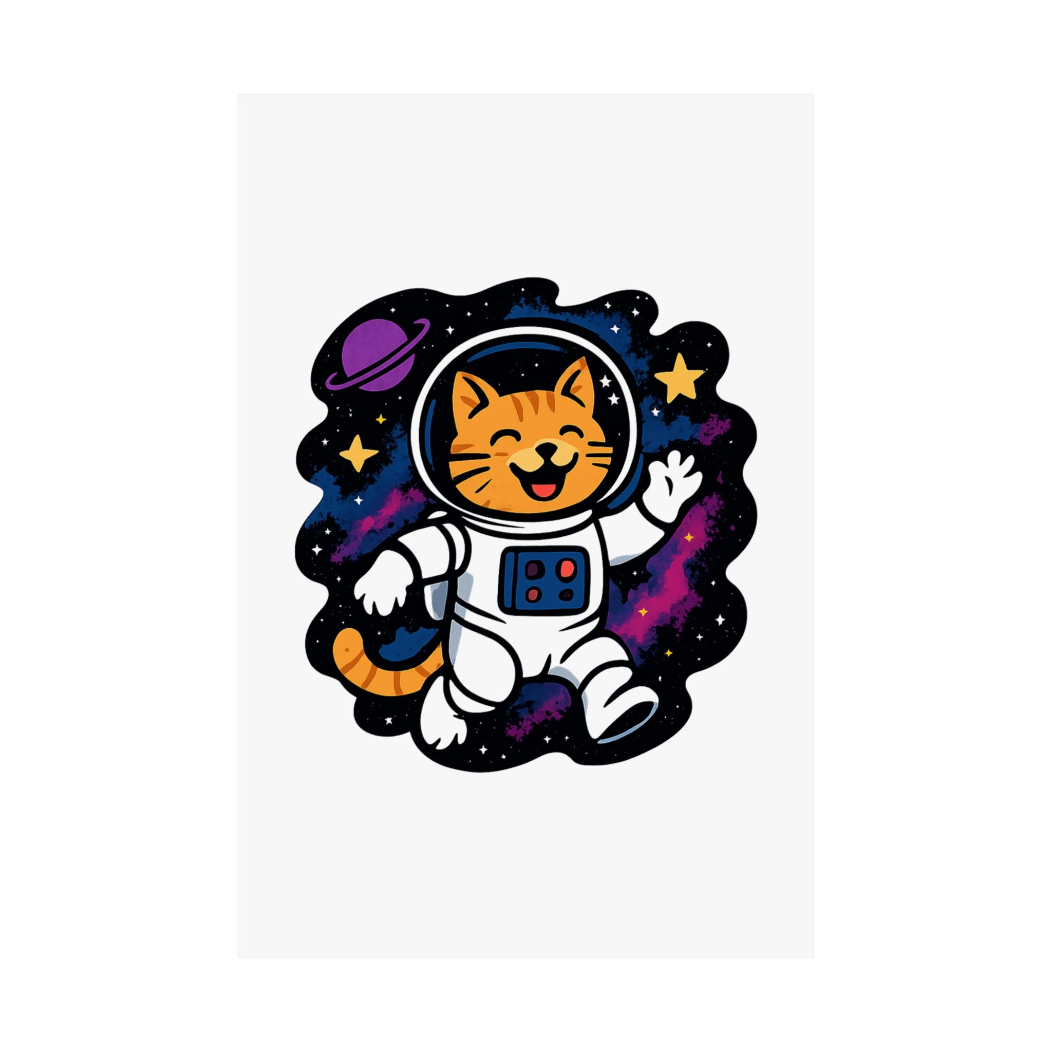 Cat Astronaut Galaxy Poster, Space Cat Wall Art, Funny Cat Lover Gift, Nebula Cat Print, Whimsical Space Room Decor, Quirky Wall Art
