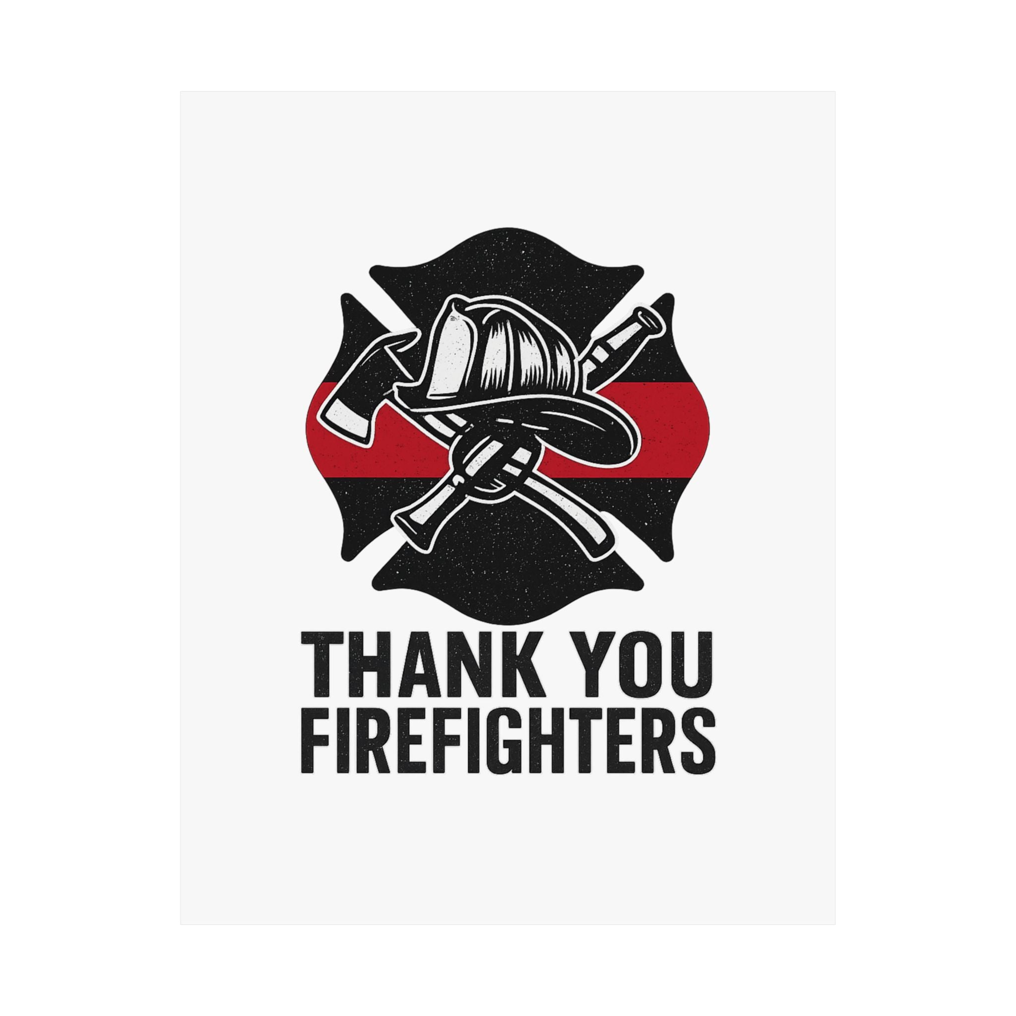 Thank You Firefighters Poster, Firefighter Appreciation Gift, Fire Station Wall Art, Fire Prevention Week Decor, Hero Tribute Print
