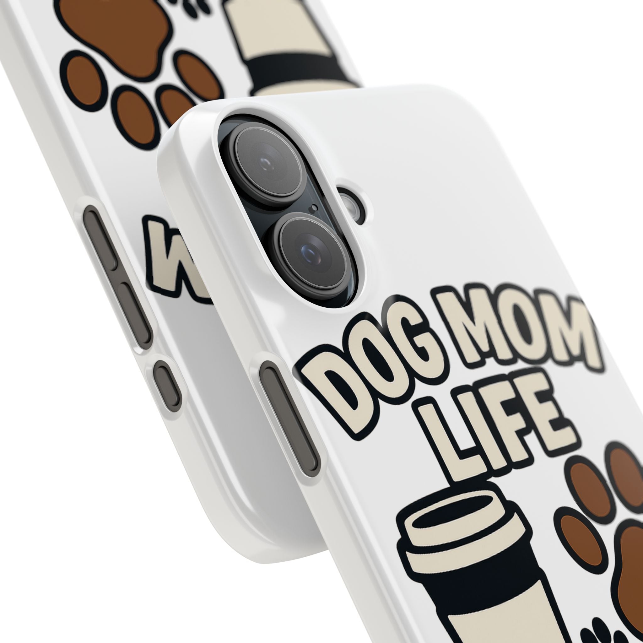 Dog Mom Life Phone Case, Coffee & Paws Illustrated Design, Gift for Dog Lover, Pet Parent Phone Case, Dog Owner Gift