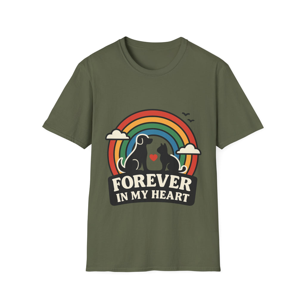 Rainbow Bridge Pet Memorial Shirt, Dog Cat Loss Gift, Forever in My Heart, Pet Remembrance Tee, Sympathy Gift for Pet Owner