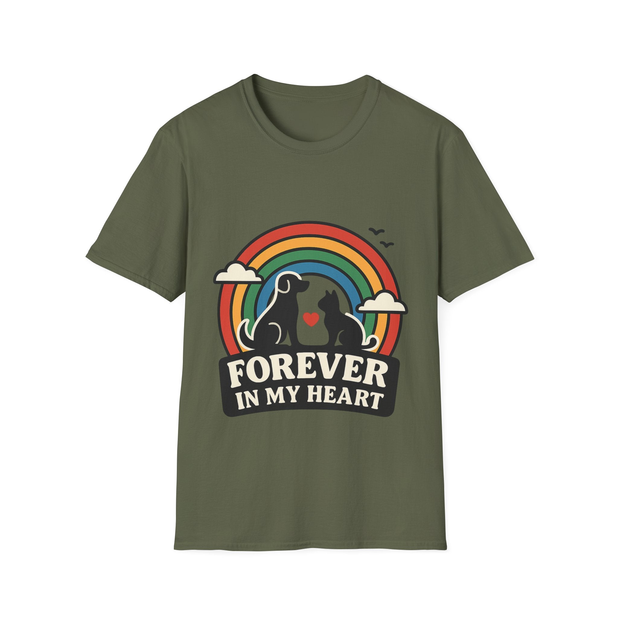 Rainbow Bridge Pet Memorial Shirt, Dog Cat Loss Gift, Forever in My Heart, Pet Remembrance Tee, Sympathy Gift for Pet Owner