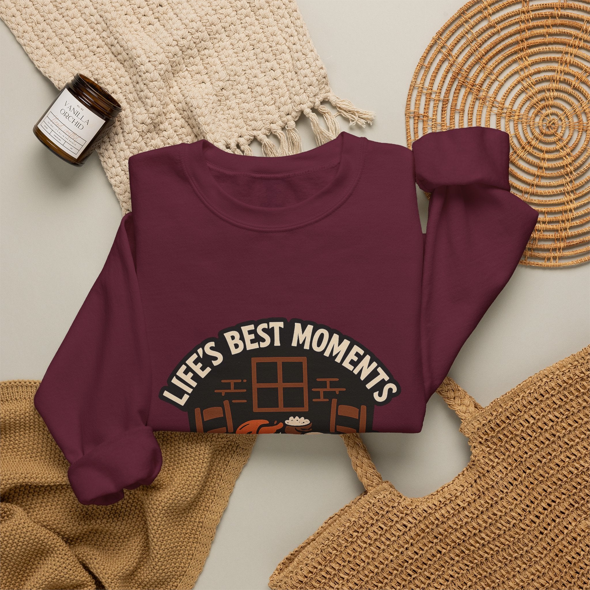 Life's Best Moments At The Table Sweatshirt, Family Dinner Crewneck, Cozy Kitchen Gift for Mom, Farmhouse Comfort Food Lover