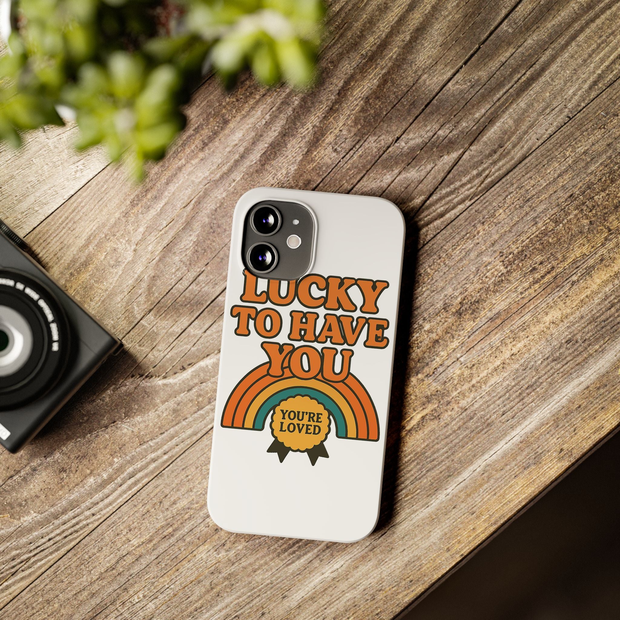 Lucky To Have You Phone Case Friendship Gift Best Friend Galentines Day Retro 70s Rainbow Vintage Appreciation Bestie Squad