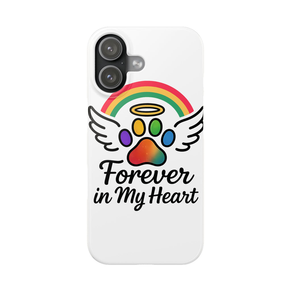 Rainbow Bridge Pet Memorial Phone Case Forever in My Heart Dog Cat Loss Sympathy Gift Remembrance Watercolor Paw Print Angel Pet