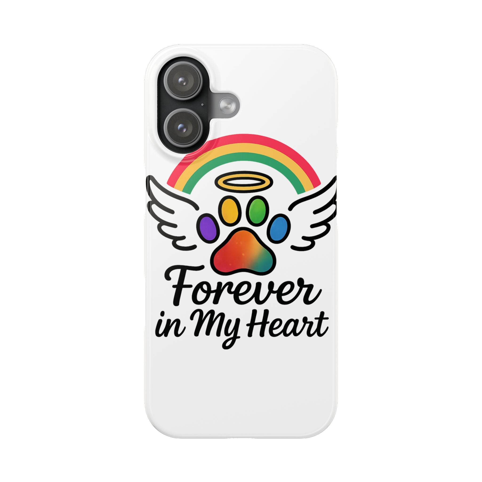 Rainbow Bridge Pet Memorial Phone Case Forever in My Heart Dog Cat Loss Sympathy Gift Remembrance Watercolor Paw Print Angel Pet
