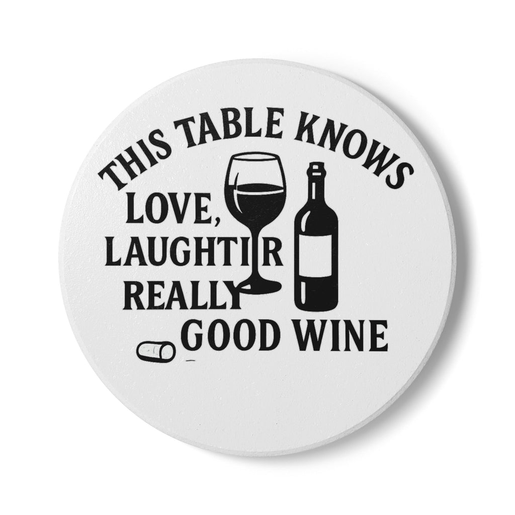 Wine Lover Cork Coaster Set | This Table Knows Love Laughter Really Good Wine | Housewarming Gift | Hostess Gift for Wine Lovers