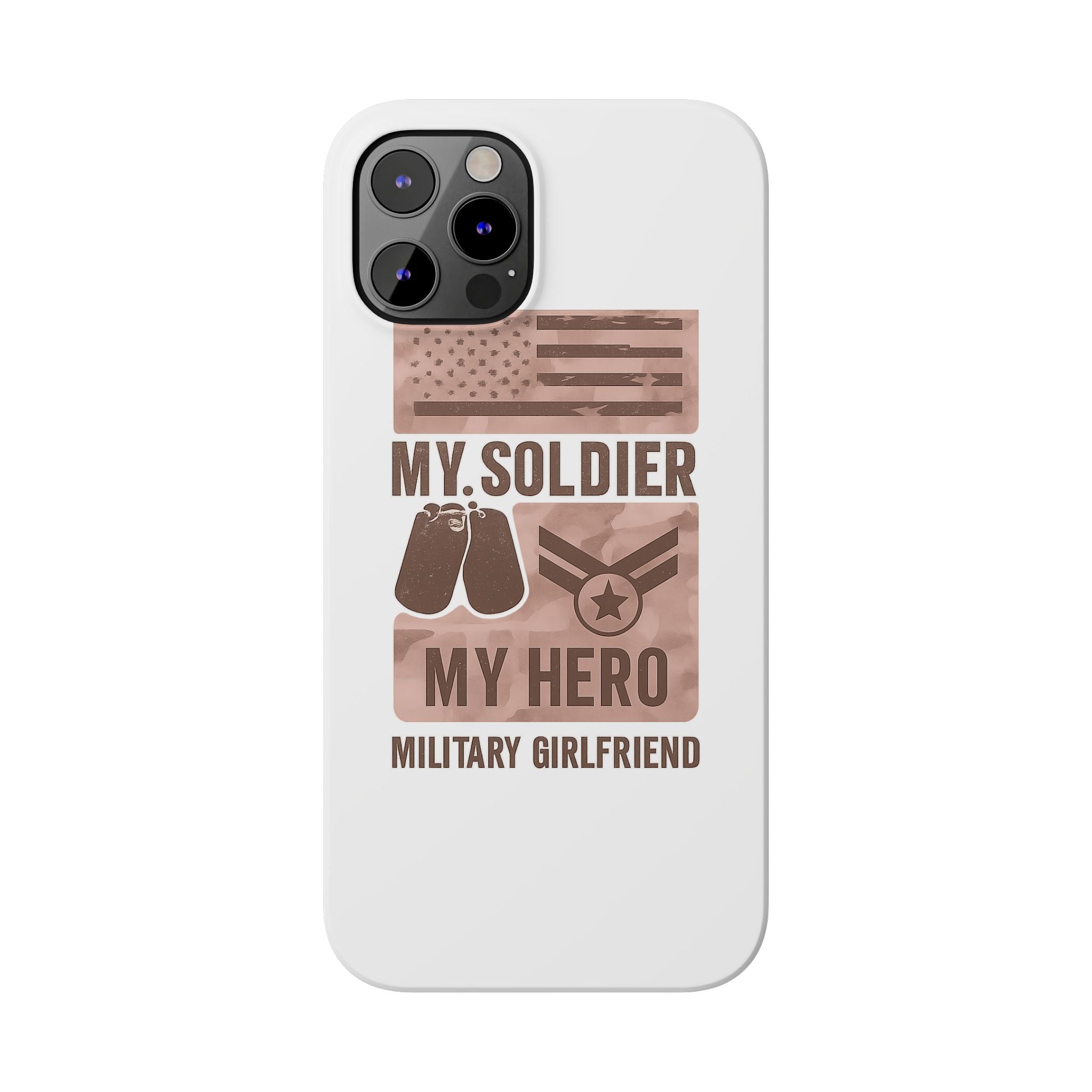 Military Girlfriend Phone Case Rose Gold Camouflage My Soldier My Hero Gift for Army Navy Air Force Girlfriend