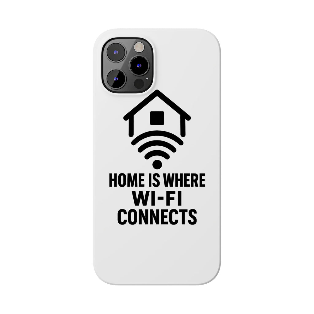 Home Is Where WiFi Connects Phone Case Funny Millennial Gift Tech Lover Housewarming Present Modern Minimalist Humor Gift