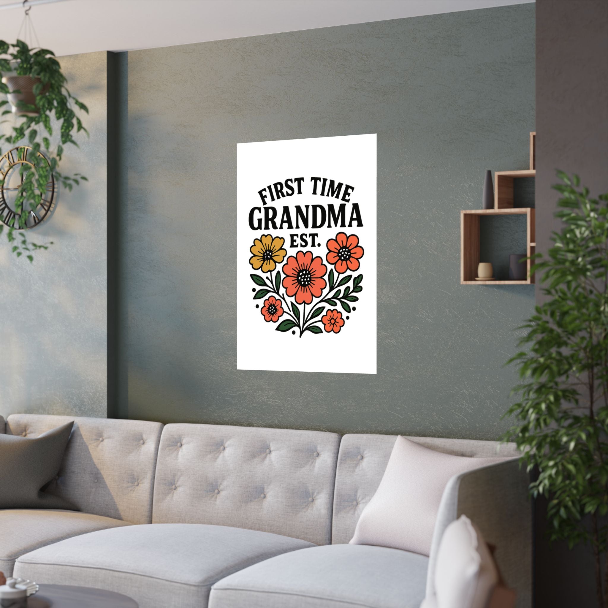 First Time Grandma Est 2025 Print, New Grandmother Gift, Pregnancy Announcement, Grandma to Be Wall Art, Floral Botanical Decor