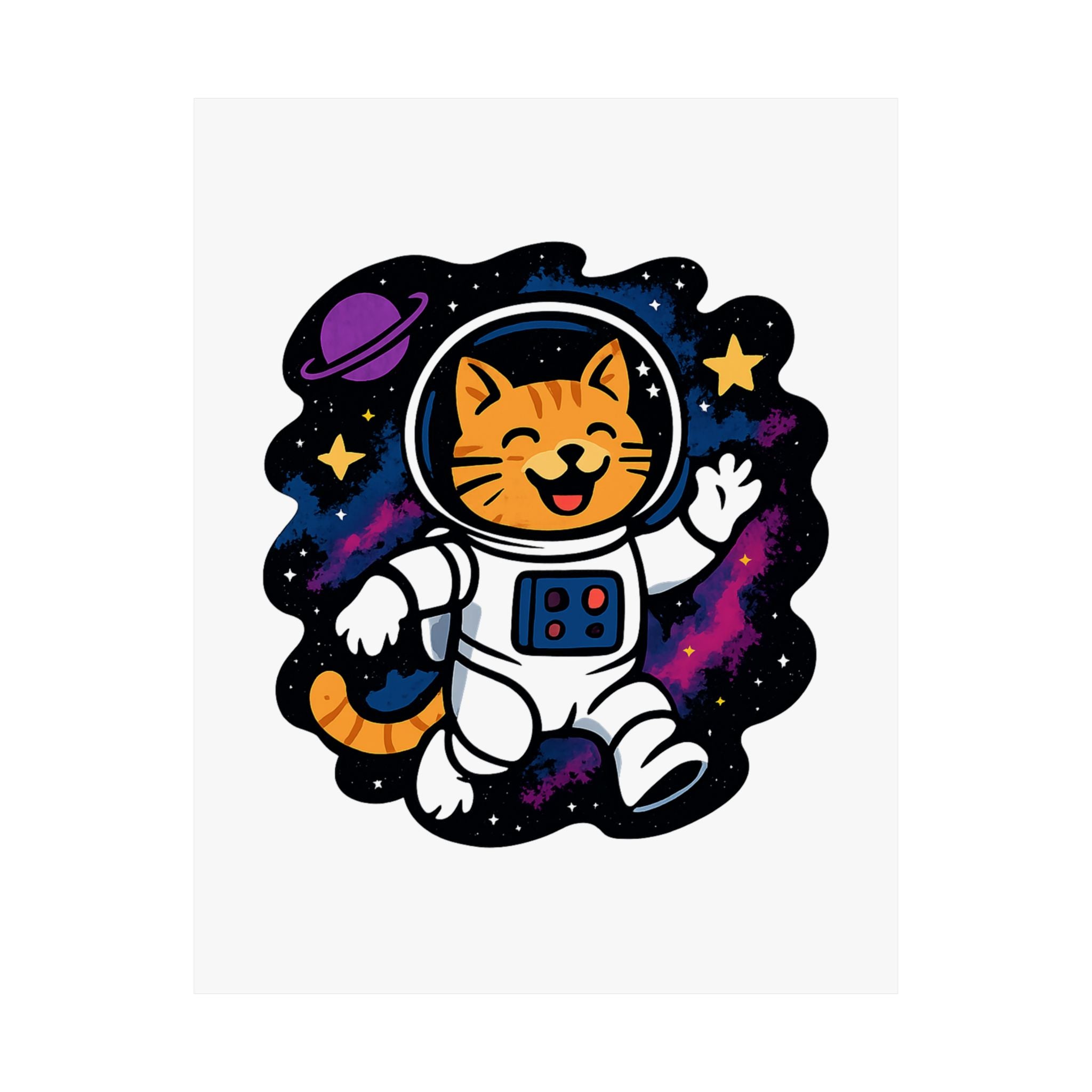 Cat Astronaut Galaxy Poster, Space Cat Wall Art, Funny Cat Lover Gift, Nebula Cat Print, Whimsical Space Room Decor, Quirky Wall Art