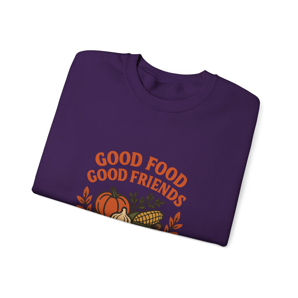 Good Food Good Friends Grateful Heart Sweatshirt, Thanksgiving Hostess Gift, Cooking Sweatshirt, Kitchen Lover Gift, Autumn Cozy Top