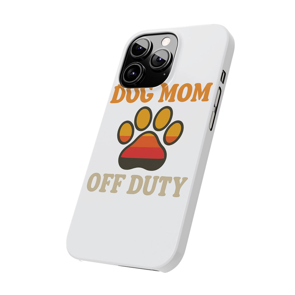 Dog Mom Off Duty Phone Case Retro 70s Vintage Dog Lover Gift Paw Print iPhone Samsung Galaxy Case Funny Pet Owner Gift