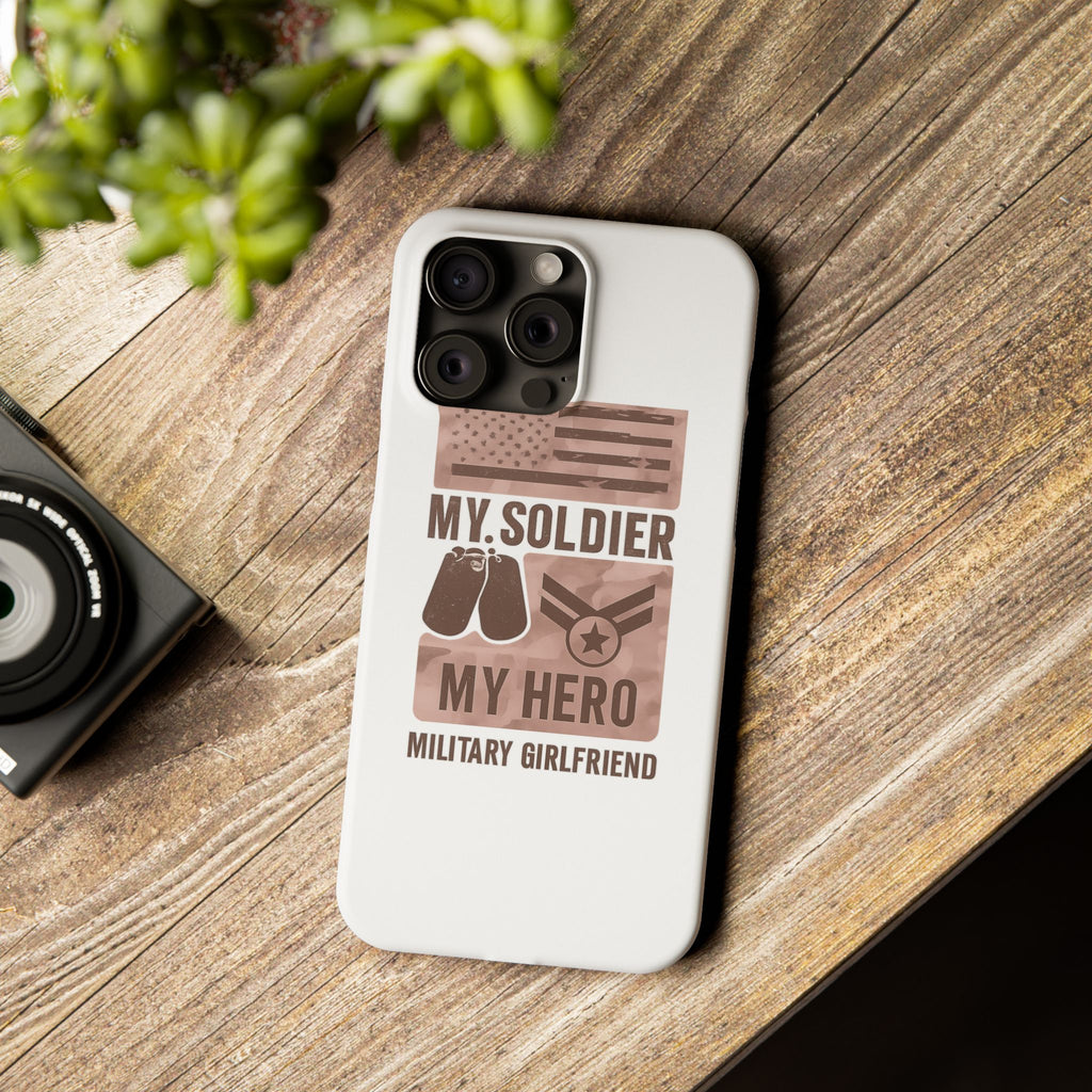 Military Girlfriend Phone Case Rose Gold Camouflage My Soldier My Hero Gift for Army Navy Air Force Girlfriend