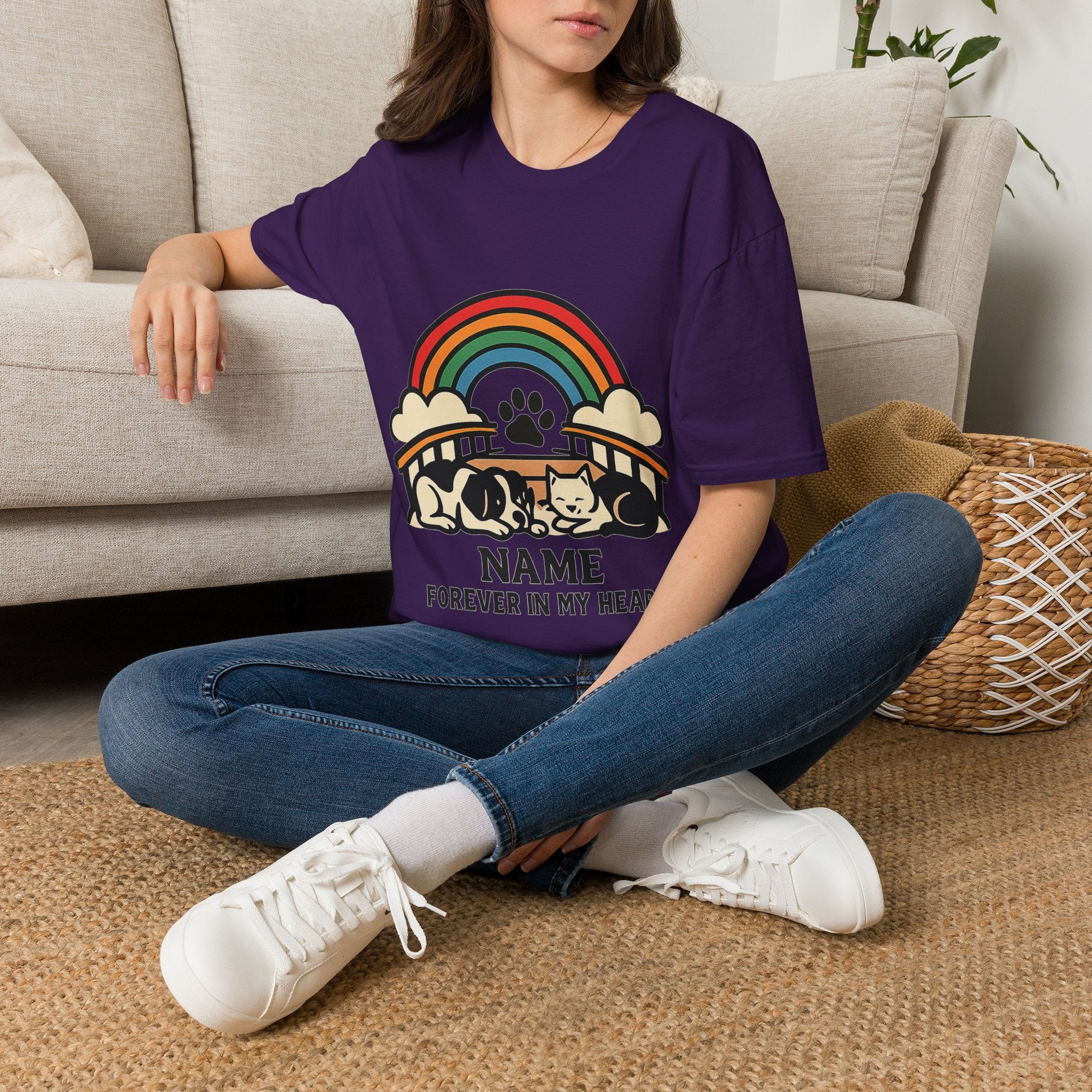 Rainbow Bridge Pet Memorial Shirt, Personalized Dog Cat Loss Gift, Custom Pet Remembrance Tee, Pet Memorial Sympathy Gift