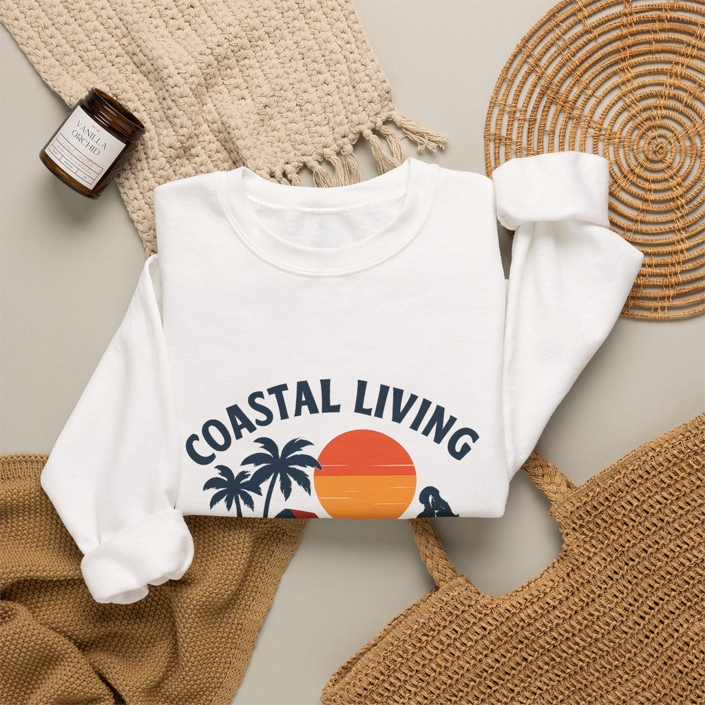Beach Town Sunset Sweatshirt Coastal Living Salt Air Sun-Kissed Hair Ocean Vibes Vacation Gift Nautical Crewneck Surfer Beach Lover