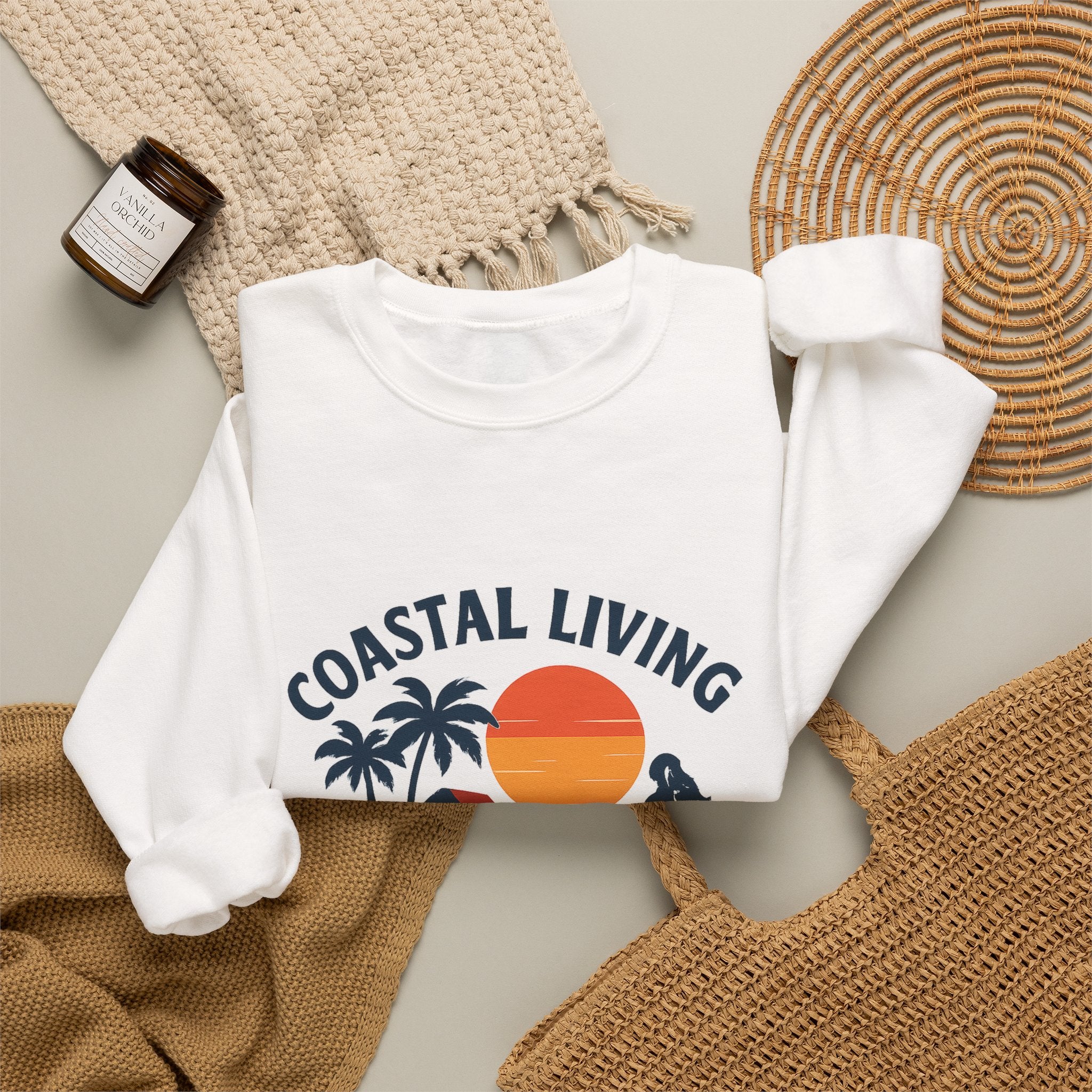 Beach Town Sunset Sweatshirt Coastal Living Salt Air Sun-Kissed Hair Ocean Vibes Vacation Gift Nautical Crewneck Surfer Beach Lover