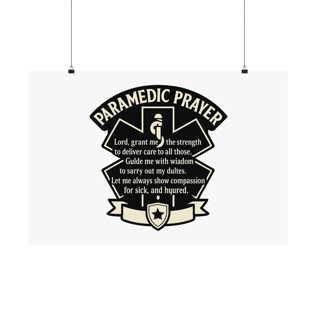 Paramedic Prayer Poster, EMS Gift, Star of Life Wall Art, Paramedic Graduation Gift, EMT Decor, First Responder Print, Thin White Line