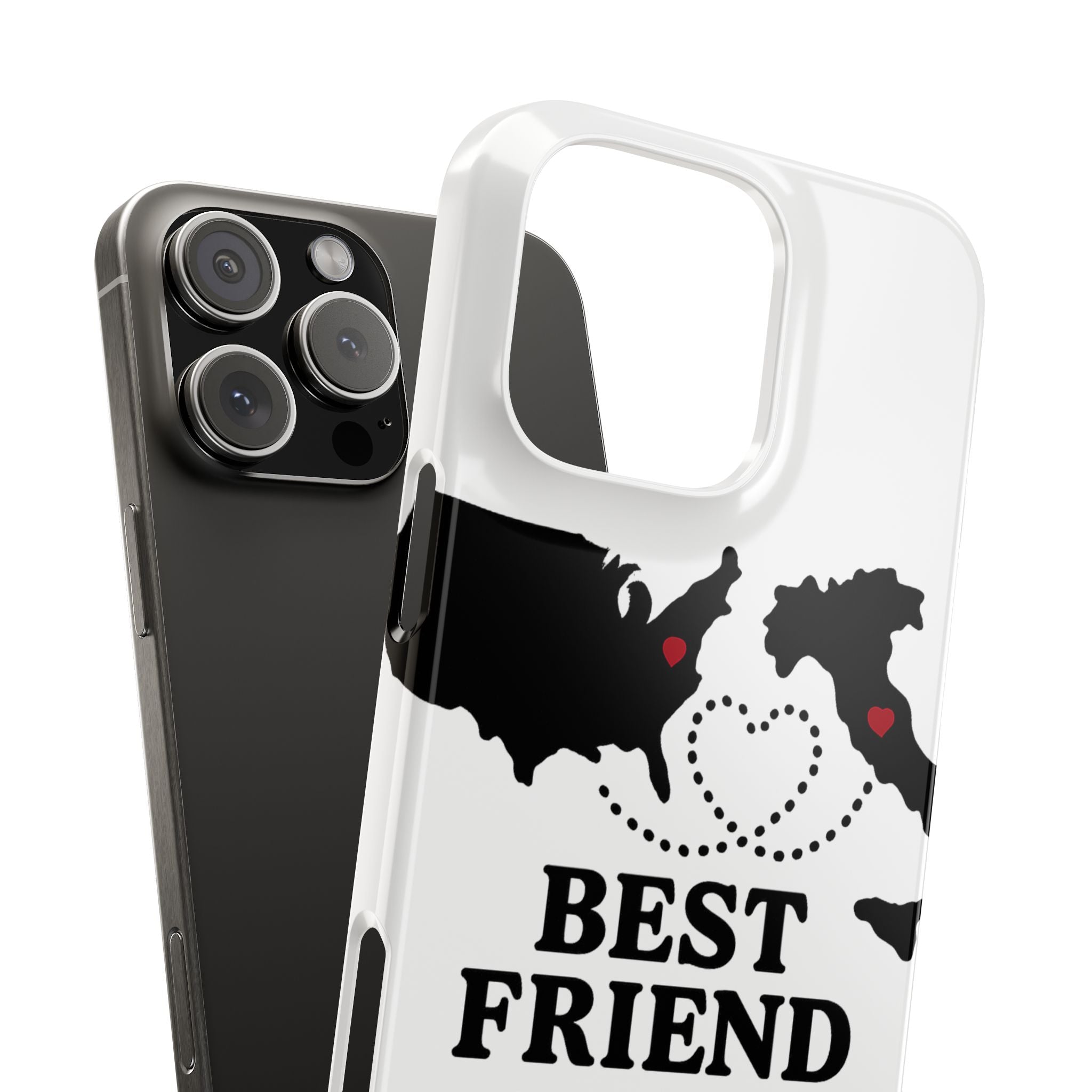Long Distance Friendship Phone Case Personalized Coordinates Gift Best Friend Custom Location Map Heart Connection BFF