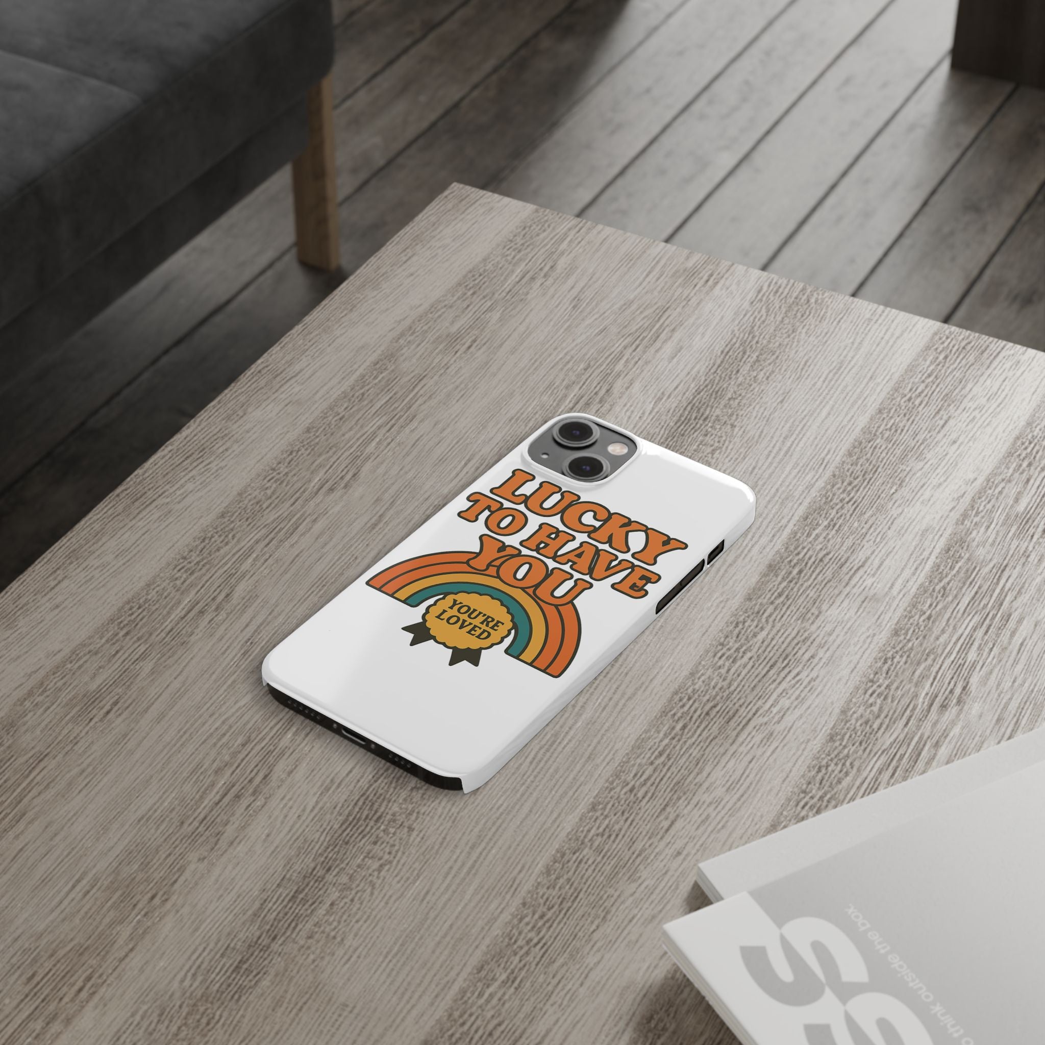 Lucky To Have You Phone Case Friendship Gift Best Friend Galentines Day Retro 70s Rainbow Vintage Appreciation Bestie Squad