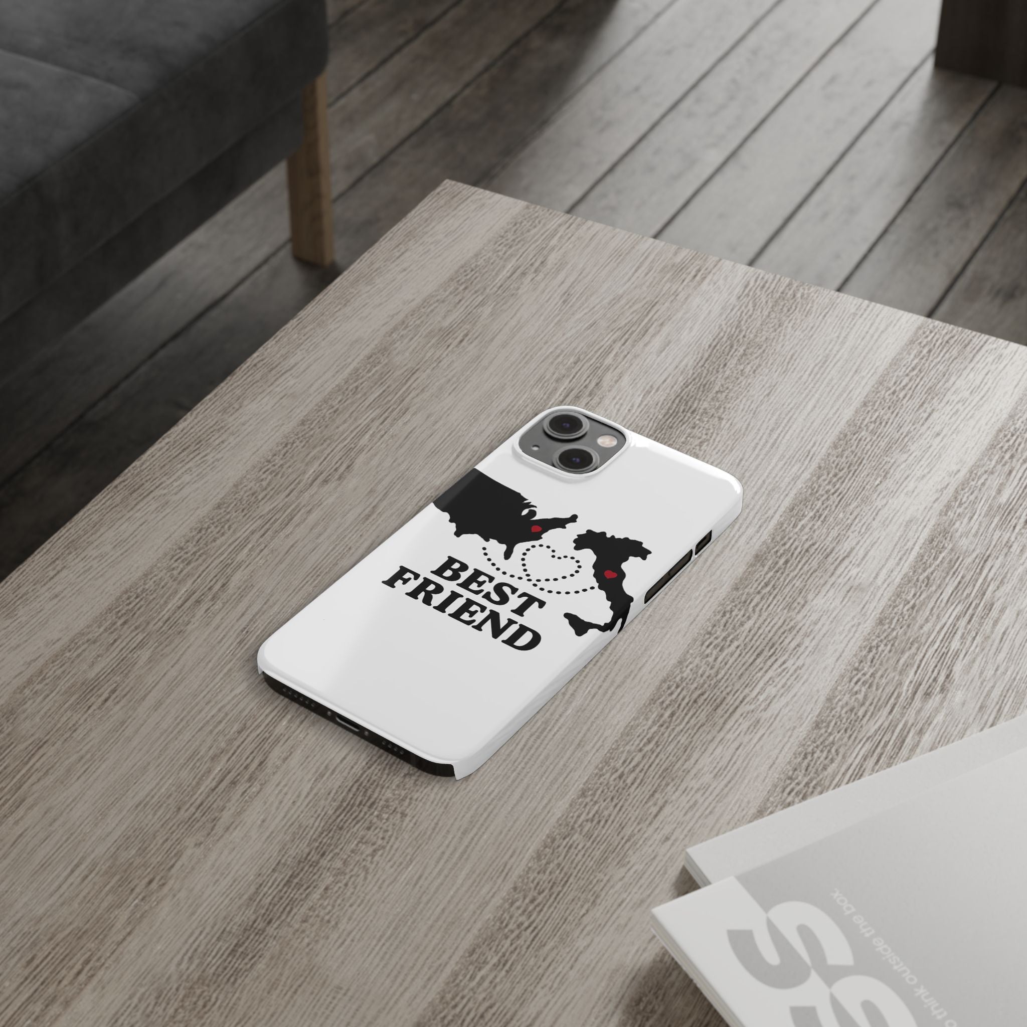 Long Distance Friendship Phone Case Personalized Coordinates Gift Best Friend Custom Location Map Heart Connection BFF