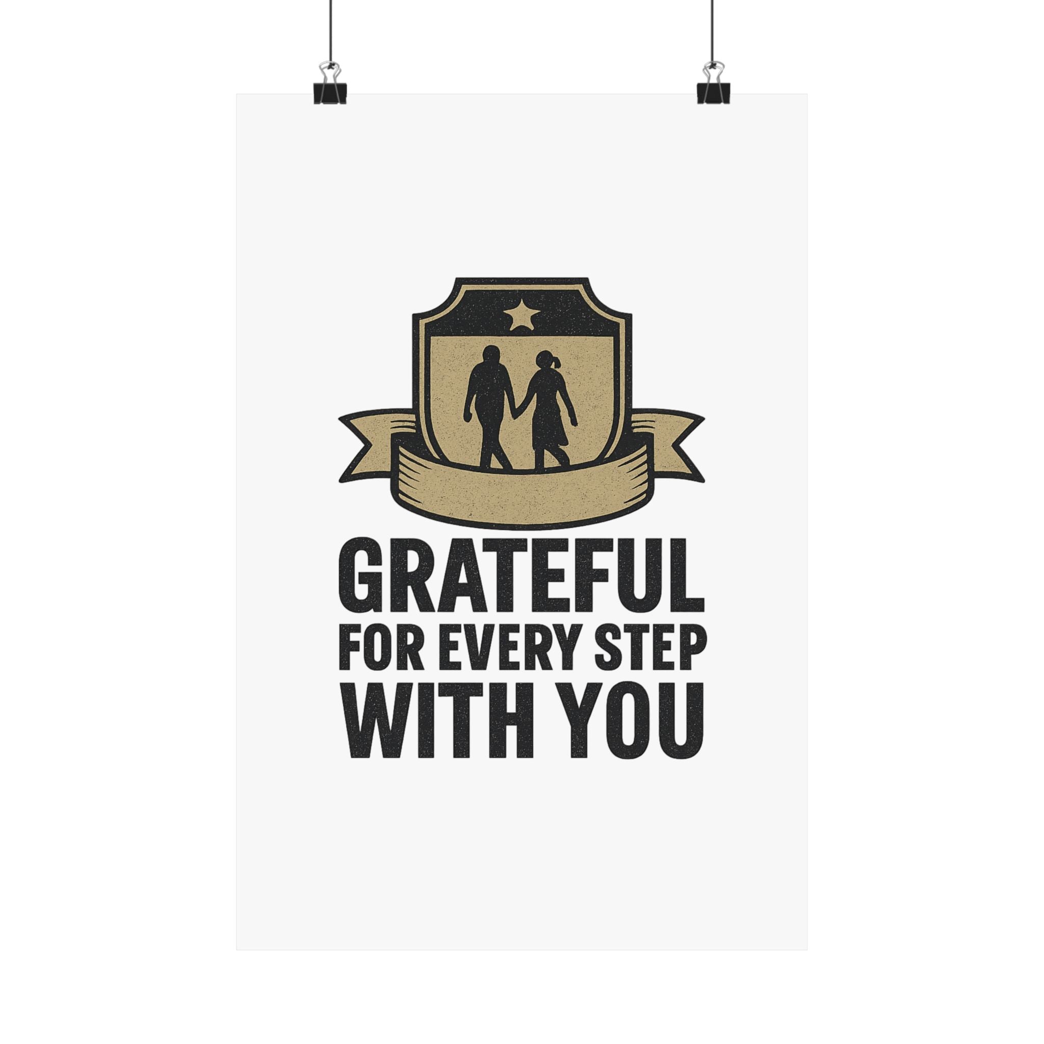 Grateful For Every Step With You Poster Anniversary Gift Relationship Milestone Couple Wall Art Vintage Gratitude Print